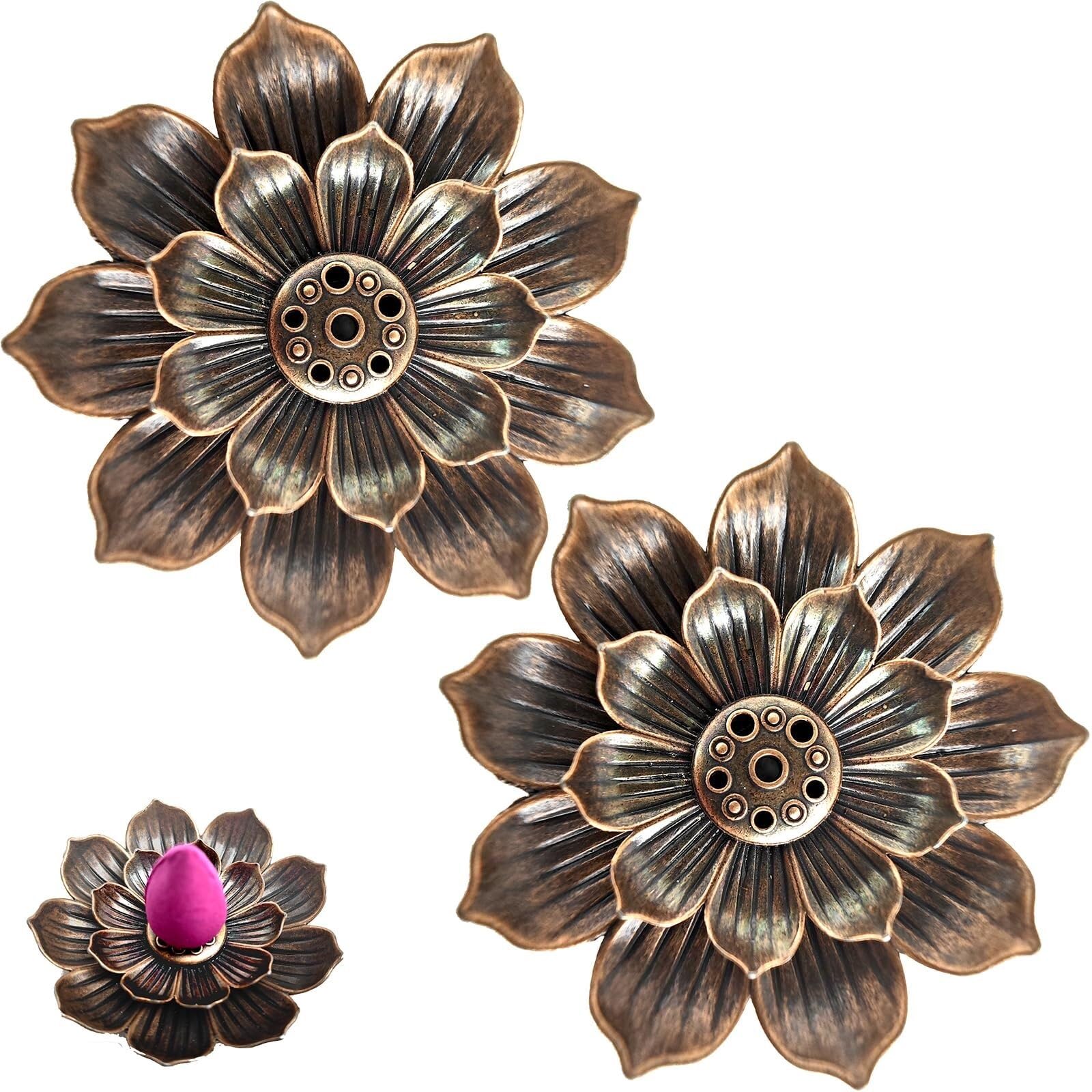 Räucherstäbchen Räuchergefäß Halter Poröser Lotus-Räucherstäbchenhalter, Haushalt, Sandelholzbrenner, Räuchertablett Zuhause Büro Yoga(Gold)