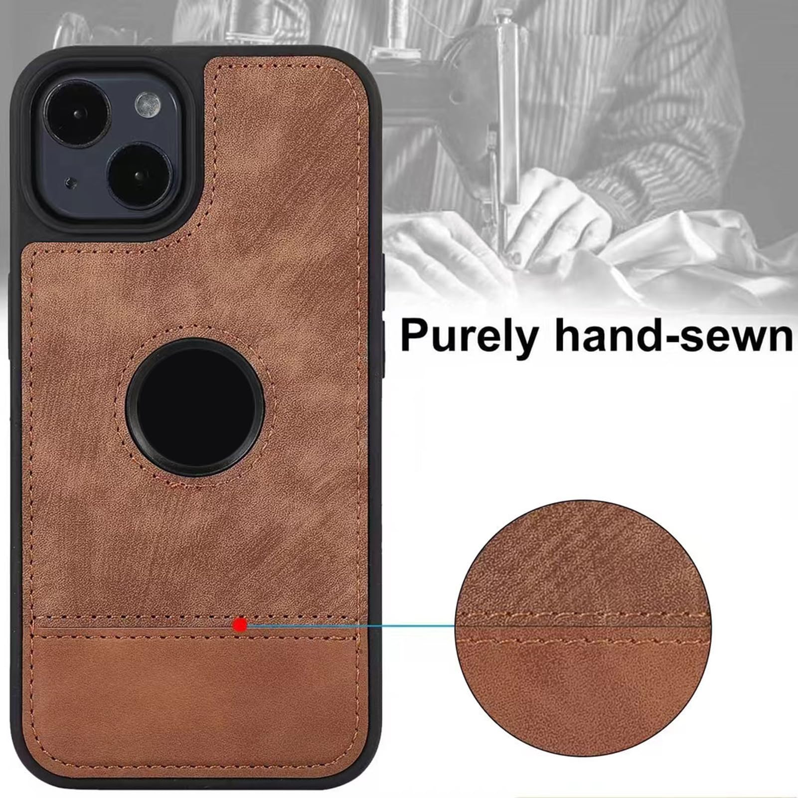 HAZARA Ultra -Cienkie etui do iPhone 15 Pro Max/15 Pro/15 Plus/15, matowa skórzana osłona, etui ochronne na tył telefonu z wizualnym logo, czarne, 15