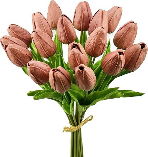 Miniatura 15 de Mandy's - 20 flores blancas artificiales de seda de tulipán artificial de 13.5 pulgadas para Año Nuevo, primavera, Día de la Madre, Pascua, Día