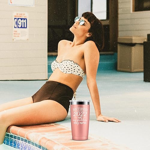 Miniatura 9 de Retired 2022 Not My Problem Anymore el mejor regalo de jubilación para mujeres, compañeras de trabajo, mamá, vaso aislado de acero inoxidable con