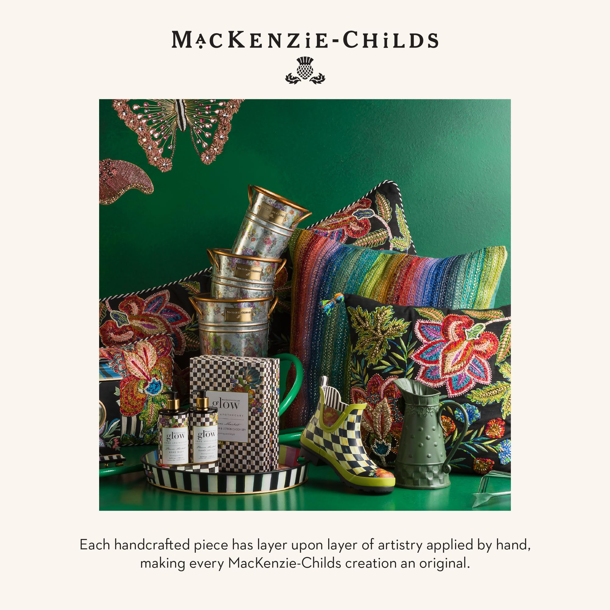 MacKenzie-Childs Galvanized Beverage Bucket - Flower Market Design Outdoor Ice Tub For Parties & Decor - View #3