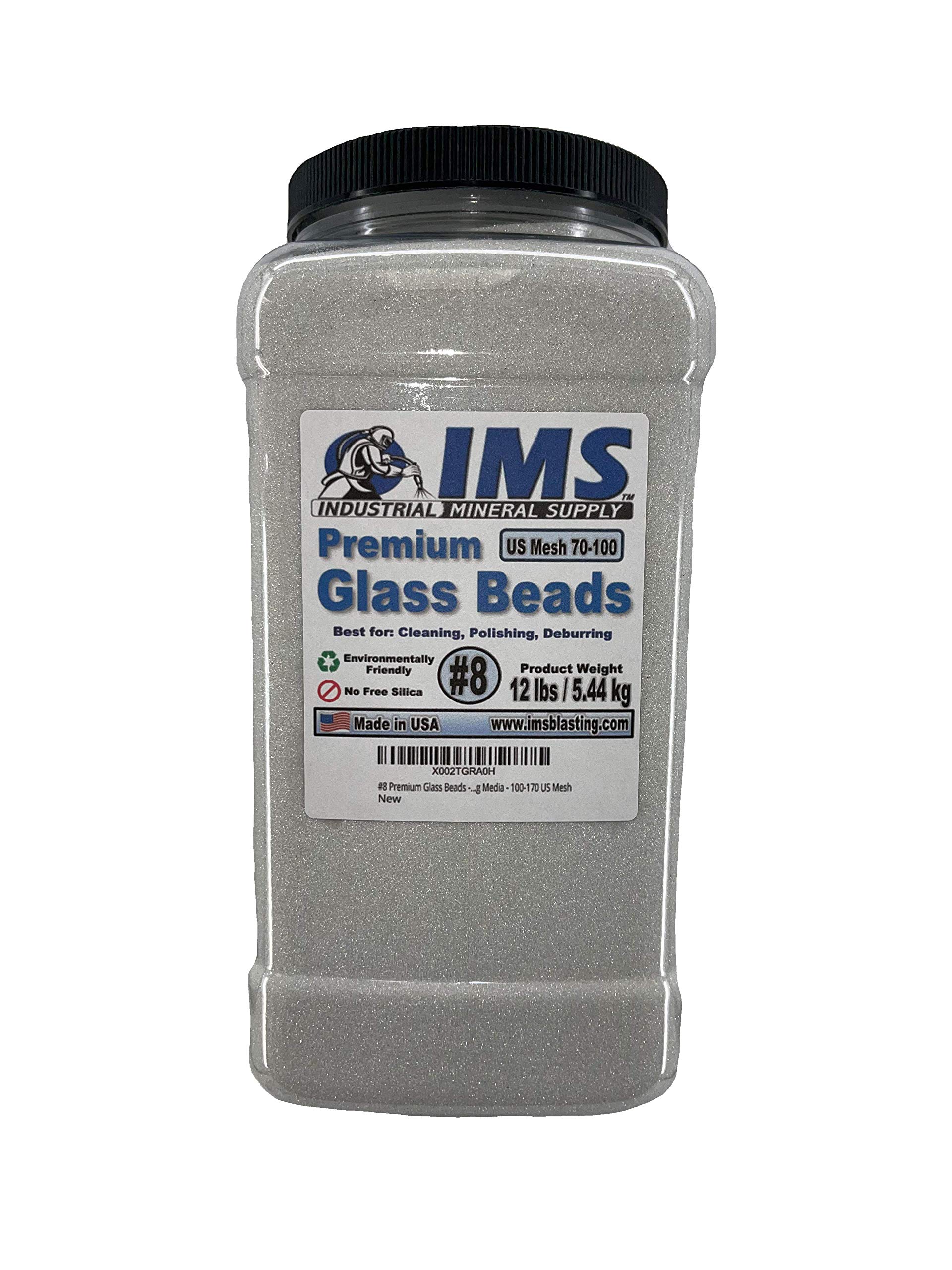 #8 Premium Glass Beads - Medium - 12 lbs/5.44 kg - Blasting Media - 70-100 US Mesh