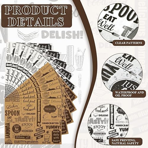 Miniatura 3 de Woanger Hojas de papel encerado para alimentos resistentes a la grasa, bandejas de cestas, papel de periódico blanco, envoltorios cuadrados para