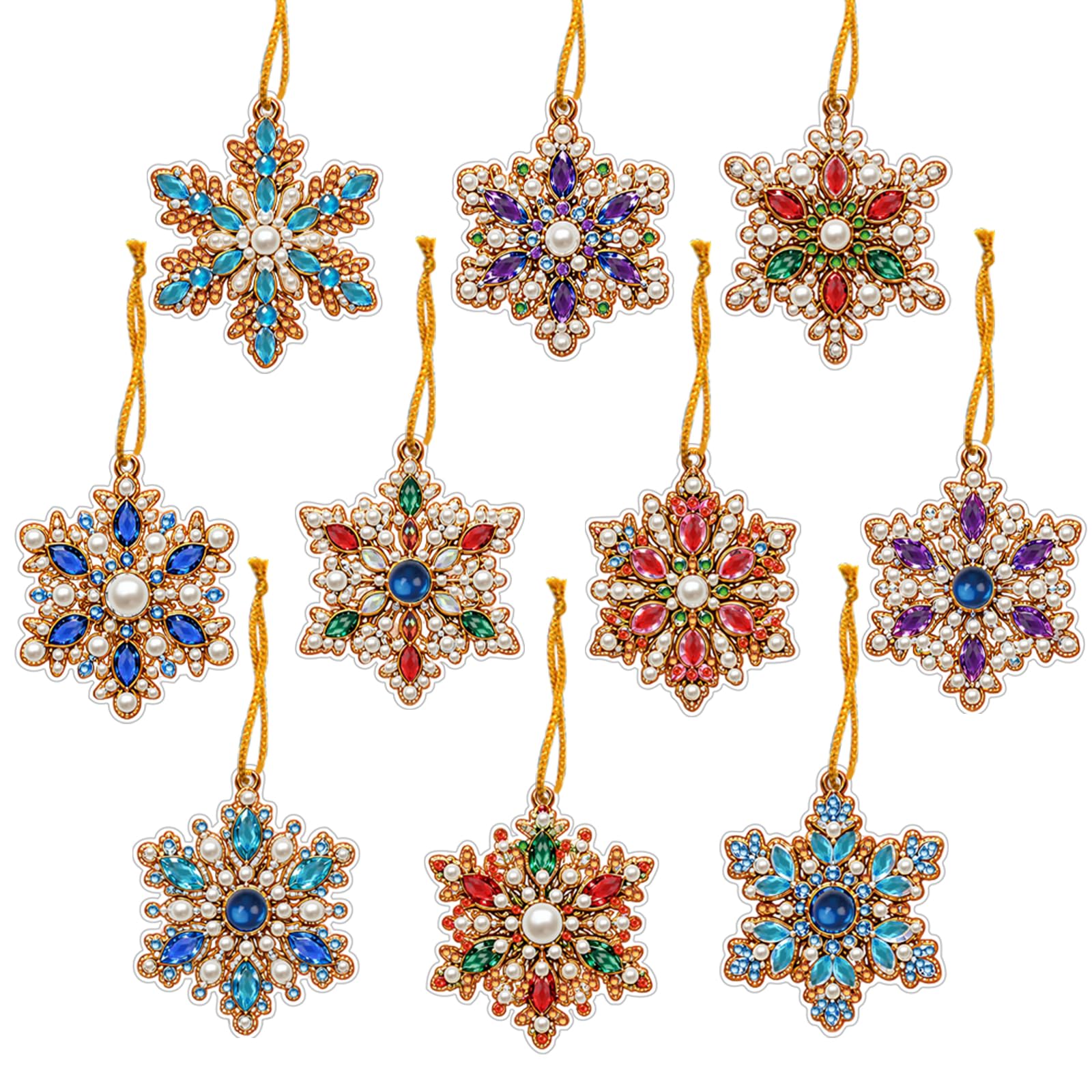 10Pcs Pearl Art Christmas Ornaments DIY Pearl Diamond Art Kits for Adults โ image 1