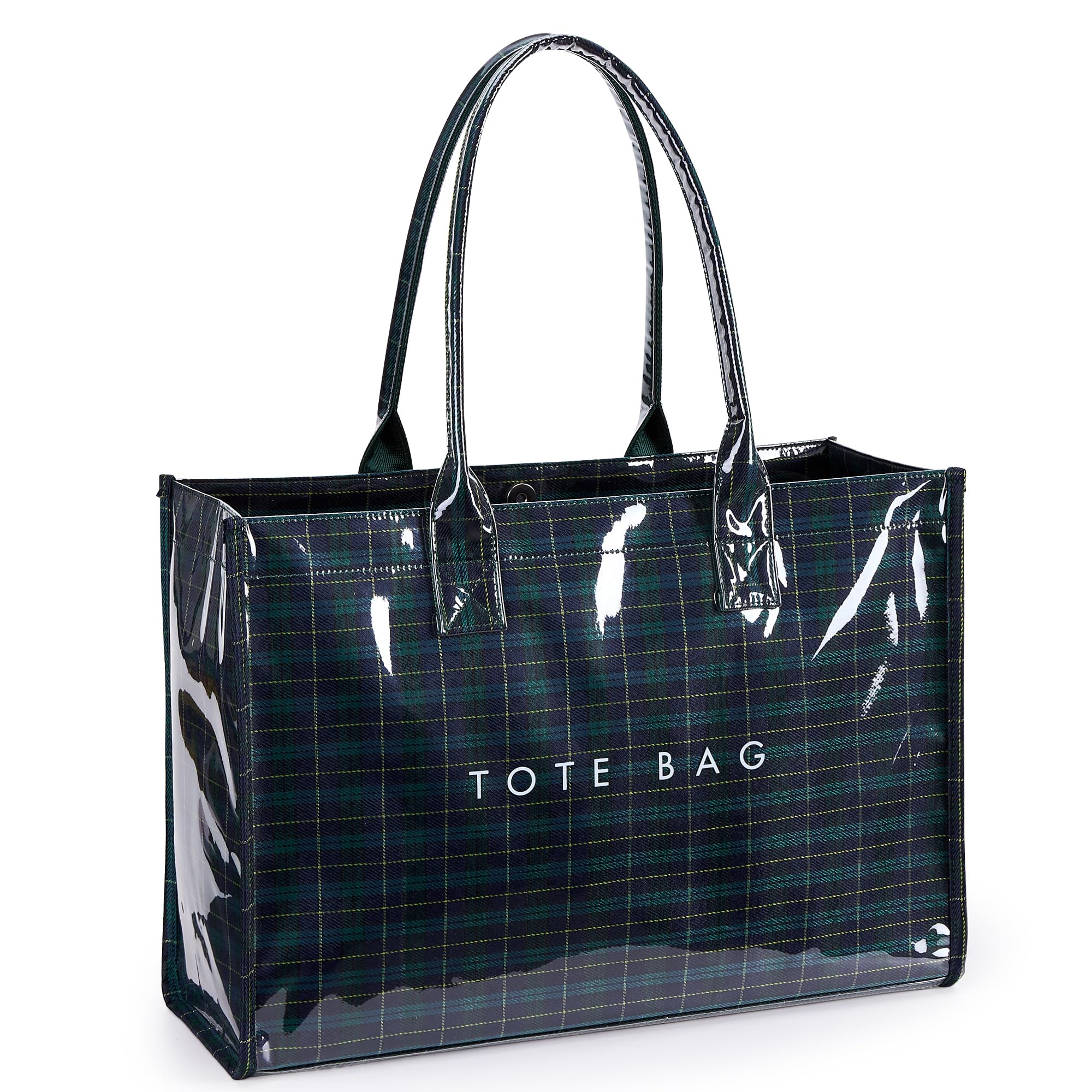 KALIDI PVC Tote Bag Women’s Kraft Paper Work Handbags Purses with Top Handle