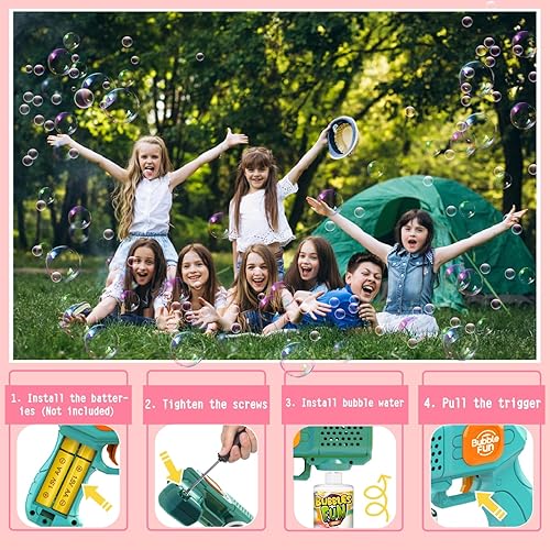 Miniatura 6 de Panacare - Máquina de burbujas, pistola de burbujas automática para niños, 10 agujeros con juguete de fabricación de burbujas LED, juguetes para