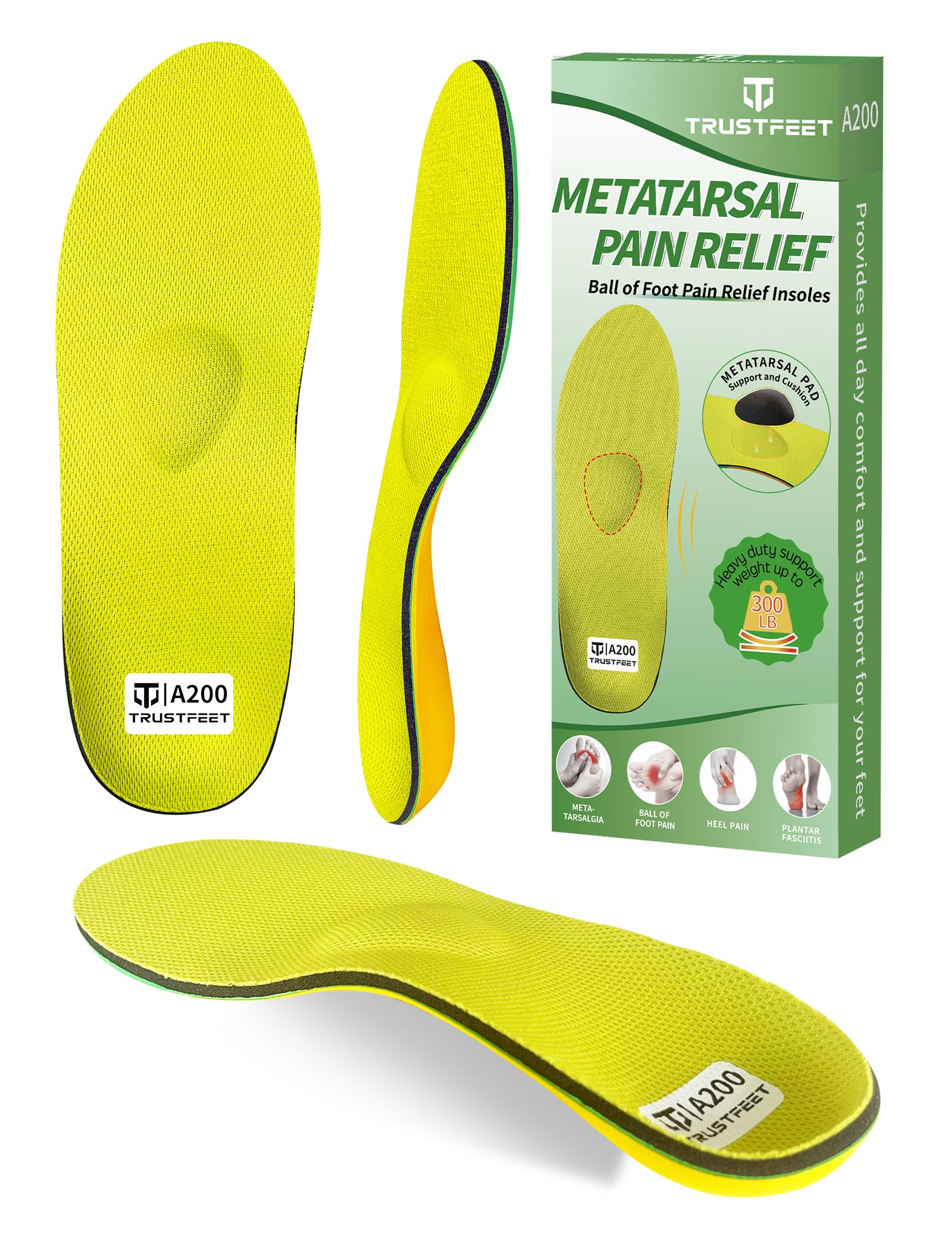 TrustfeetTrustfeet Ball of Foot Pain Relief Shoe Insoles for Morton's Neuroma,Metatarsalgia,Foot Pain, Arch Support Inserts for Metatarsal Pain Relief,Plantar Fasciitis,Orthotic Insoles for Men Women-C