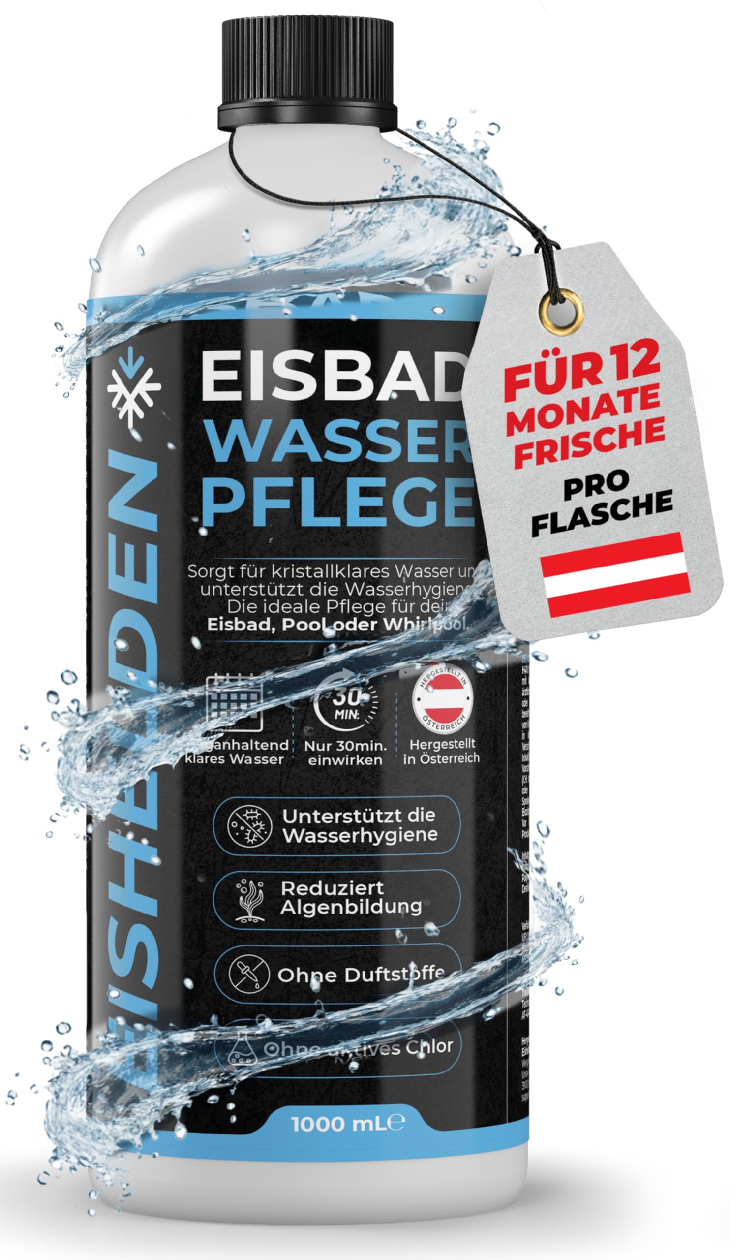 Eishelden Eisbad Wasserpflege (1L) – Für klares & hygienisch Wasser, ideal für Eistonne, Pools & Planschbecken, langanhaltende Frische mit nur Einer Tube (bis 6 Monate) Eisbaden Zubehör