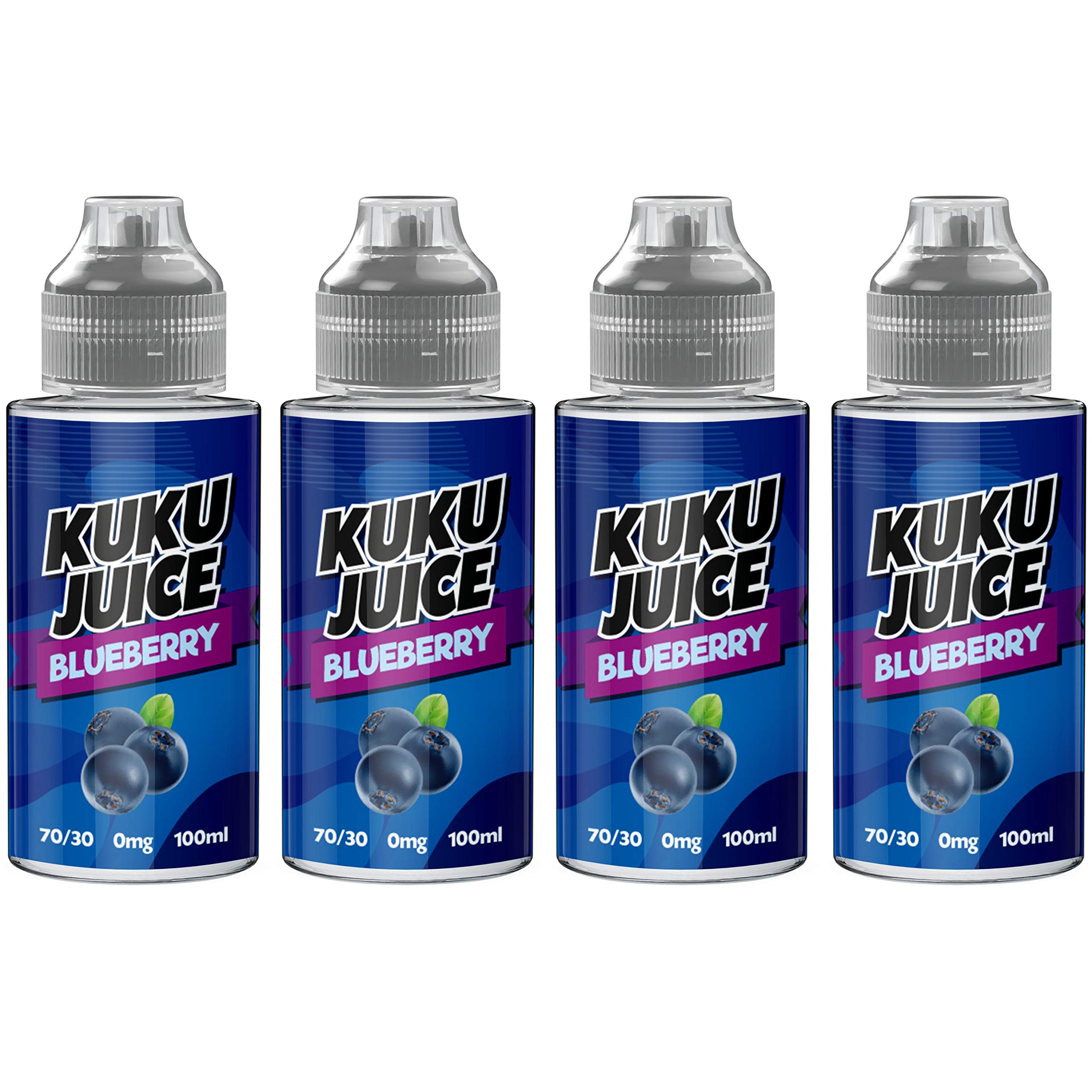 E liquid 4 x blueberry vape juice (crafted with 70vg/30pg vape liquid blend) 100ml shortfills