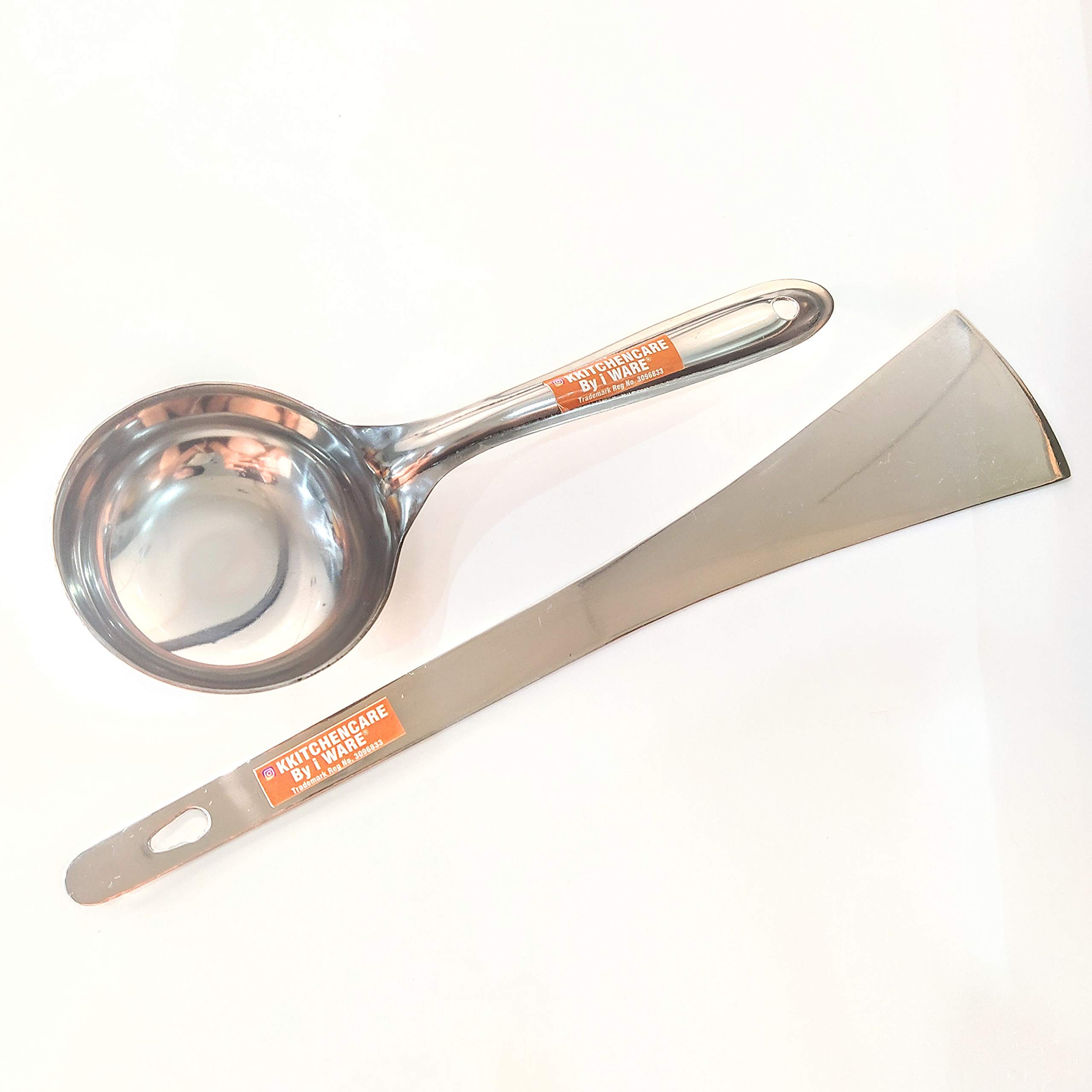 i WARE KkitchenCare Perfect Dosa Making Ladle & Turner 2 Pcs Dosa Set (1 Turner, 1 Short Pour Ladle with Flat Base)