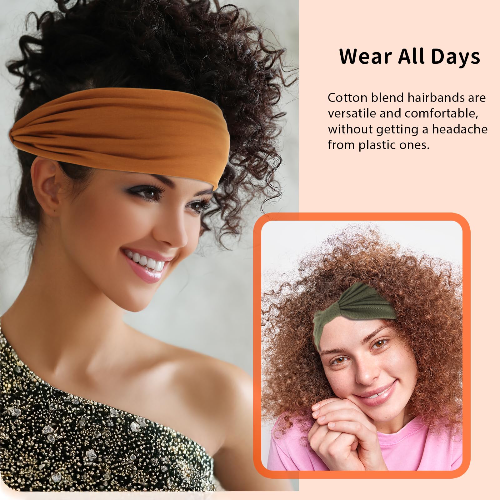 XLIUAX 3 Pcs Wide Headbands for Women Thick Large Head Bands, Soft Ladies Boho Bandanas - Image 2