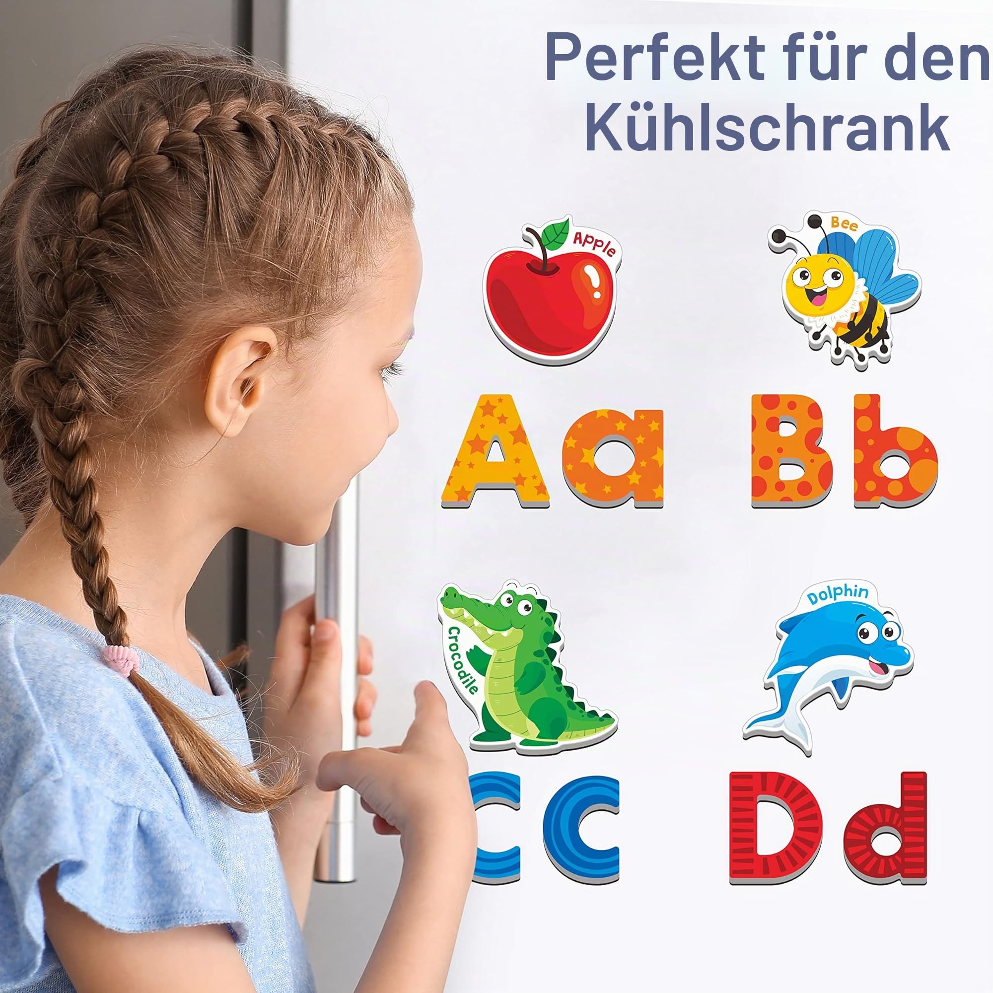 78 magnetisches Alphabet, 26 Großbuchstaben, 26 Kleinbuchstaben und 26 Objektmuster, entzückendes Tieralphabet ABC-Kühlschrankmagnete Lernspielzeug für Kleinkinder im Alter von 3 4 5 Jahren