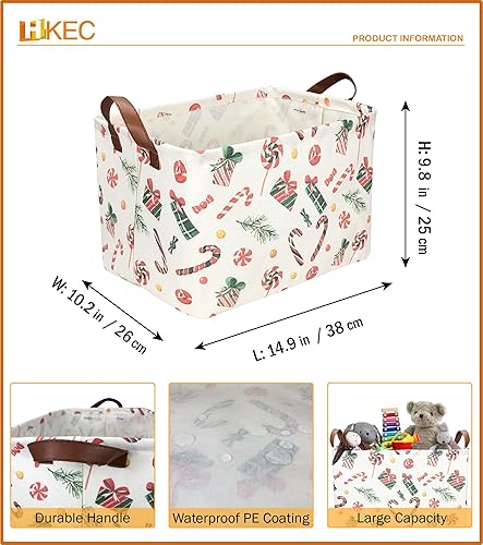 Miniatura 195 de Cesta de almacenamiento rectangular con asas, cesta de almacenamiento plegable, caja de libros, cesta de regalo (calabaza enojada)