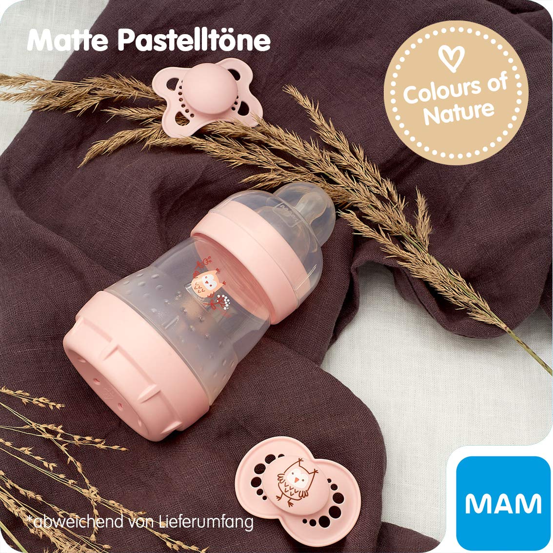 MAM Original Elements dummy, symmetrical and orthodontic baby dummy made of SkinSoft silicone, breastfeeding-friendly shape, with dummy box, 16+ months, pink/purple, set of 2 - 5