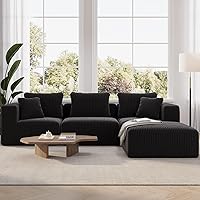 Novilla 106" Modular L-Shaped Sectional Sofa with SmartS Coil Support, No Assembly Cloud Couch (3 Seater + Ottoman)