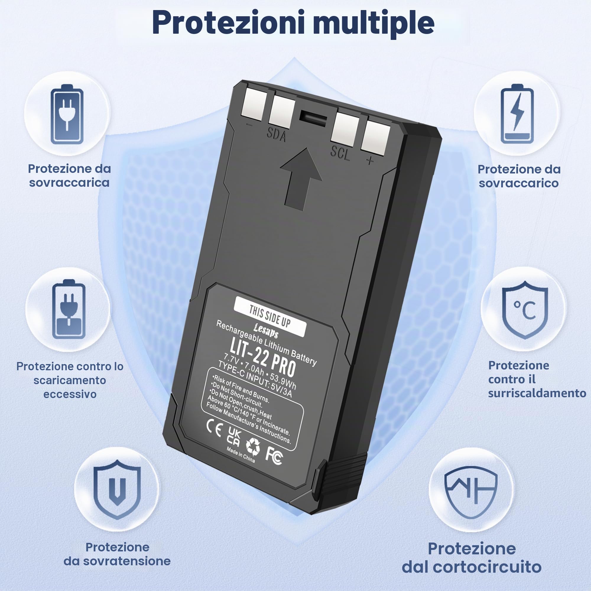 Confezione da 2 batterie LIT-22 da 7000 mAh ricaricabili al litio per fotocamera SPYPOINT Trail, compatibile con fotocamere cellulari Flex-M, Flex G-36, Flex-Plus, Flex-S (include cavo di tipo C)