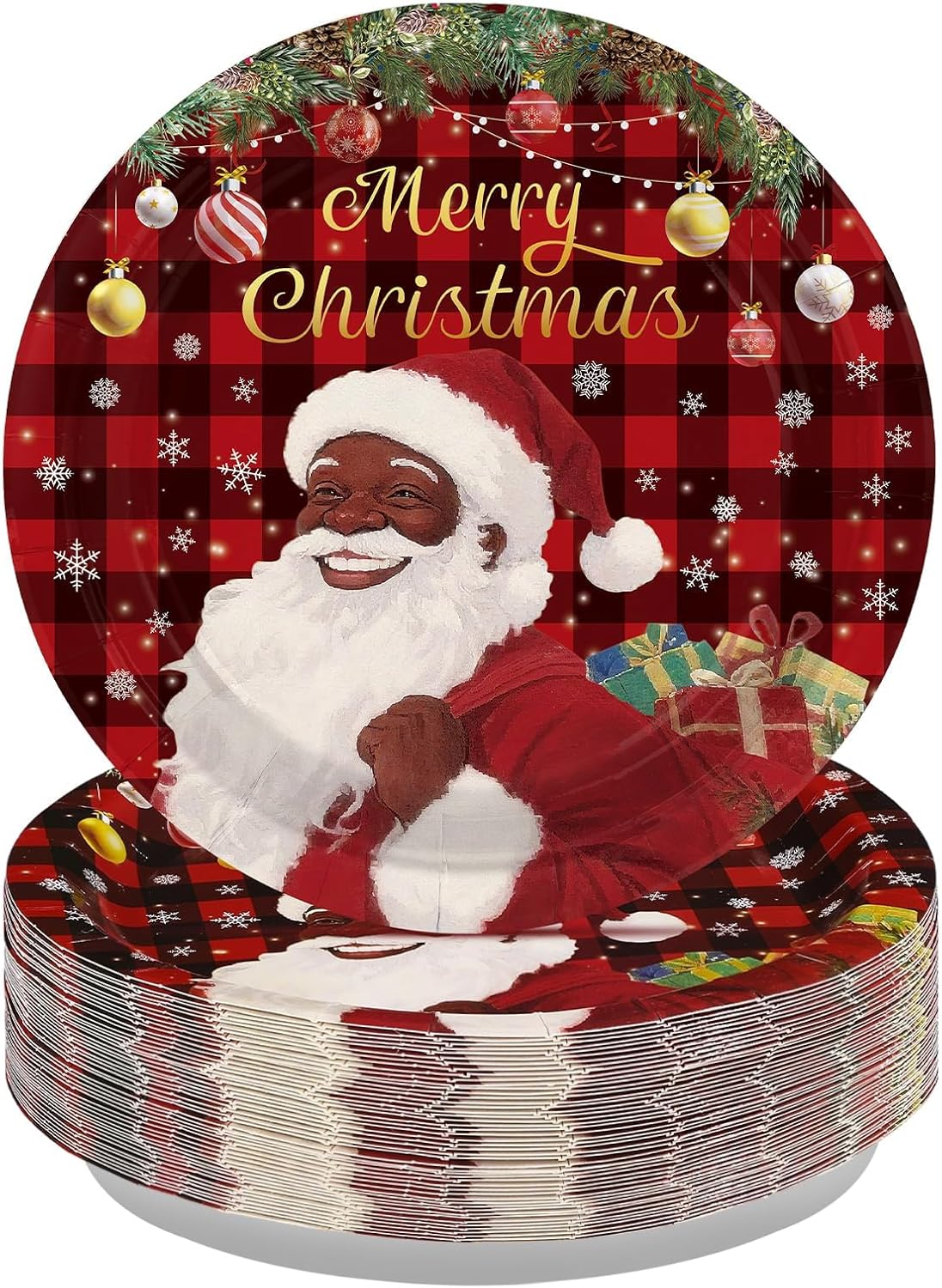 50Pcs Spring Buffalo Plaid Paper Plates 9 Inch Red Green Gingham Checkered Disposable Dinner Plates Holiday Tableware for Spring Holiday Festive Picnic BBQ Birthday Party Table Decorations