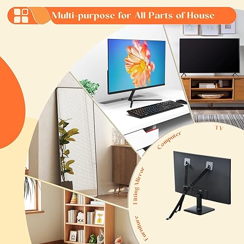Miniatura 6 de Correas de seguridad ajustables para TV, anclaje adhesivo anti-punta para muebles para pantalla plana, TV y muebles, correas de seguridad para