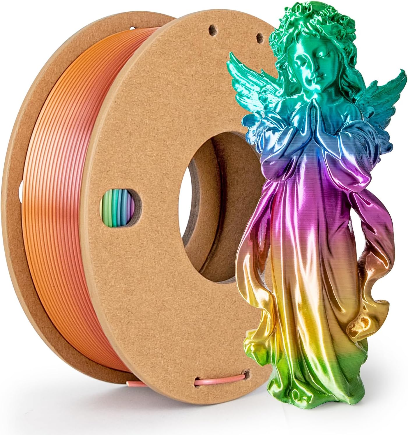 Silk Rainbow PLA Filament 0.15mm, Silk Polylactic Acid 3D Printer Filament, Shiny and Fast Color Changing, 3D Printing Filament, Suitable for Most
