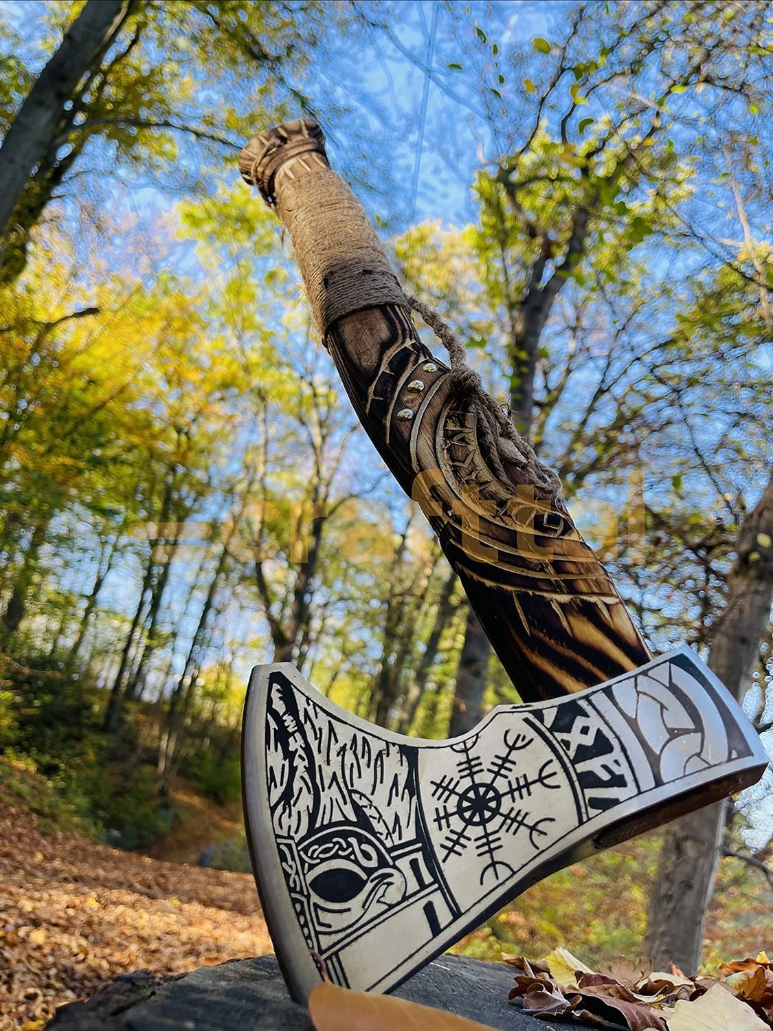 Vikings Völsung Vikings Axe - Hunting, Camping, Norse, Hatchet Axe Carbon Steel Blade with Ashwood Handle - Ragner Outdoor Axe