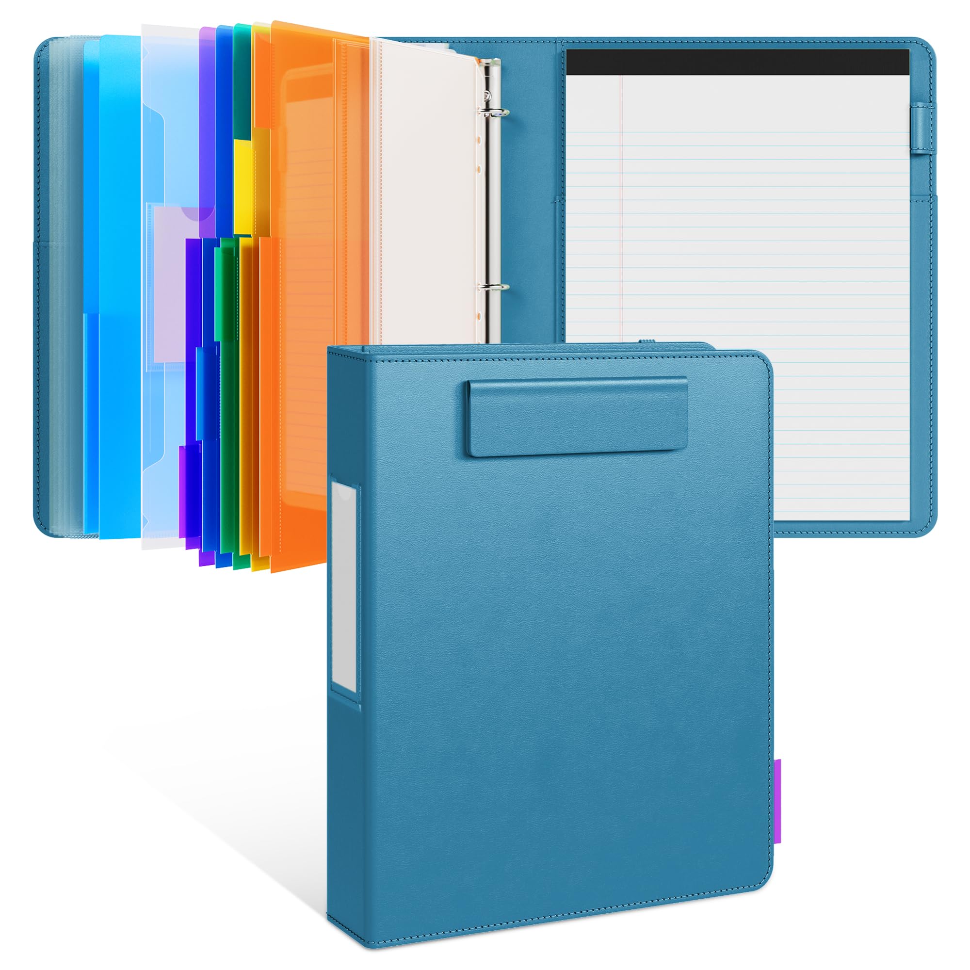 JoyCat 3 Ring Binder Clipboard with Storage,12.4"x10.2"Magnetic Clipboard Folder with 5 Expandable Folders,Refillable Lined Notepad (11" x 8.5"),Ideal