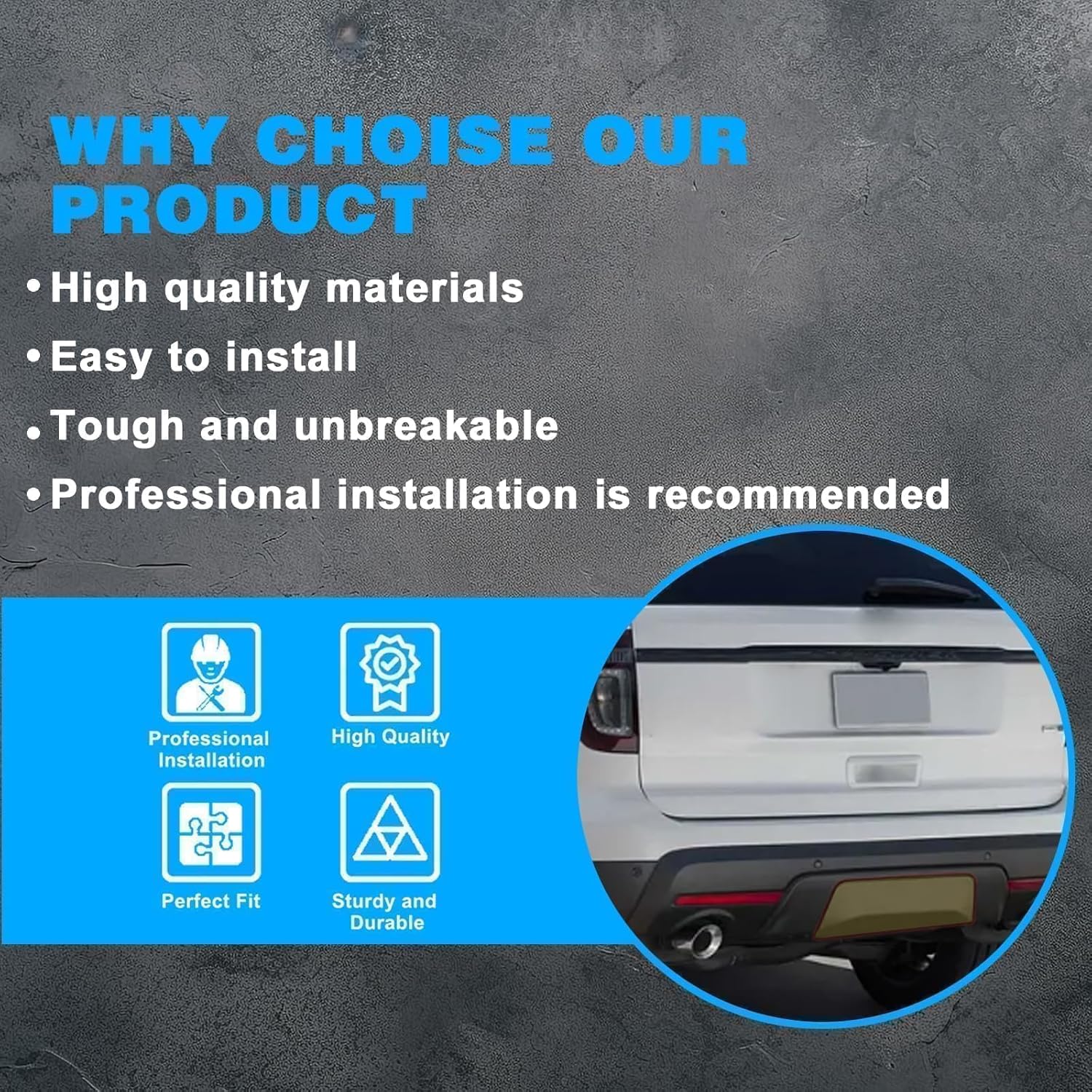 SecosAutoparts Rear Bumper Trailer Hitch Access Cap Compatible with Ford Explorer 2016 2017 2018 2019 Replace# JB5Z17F000AC