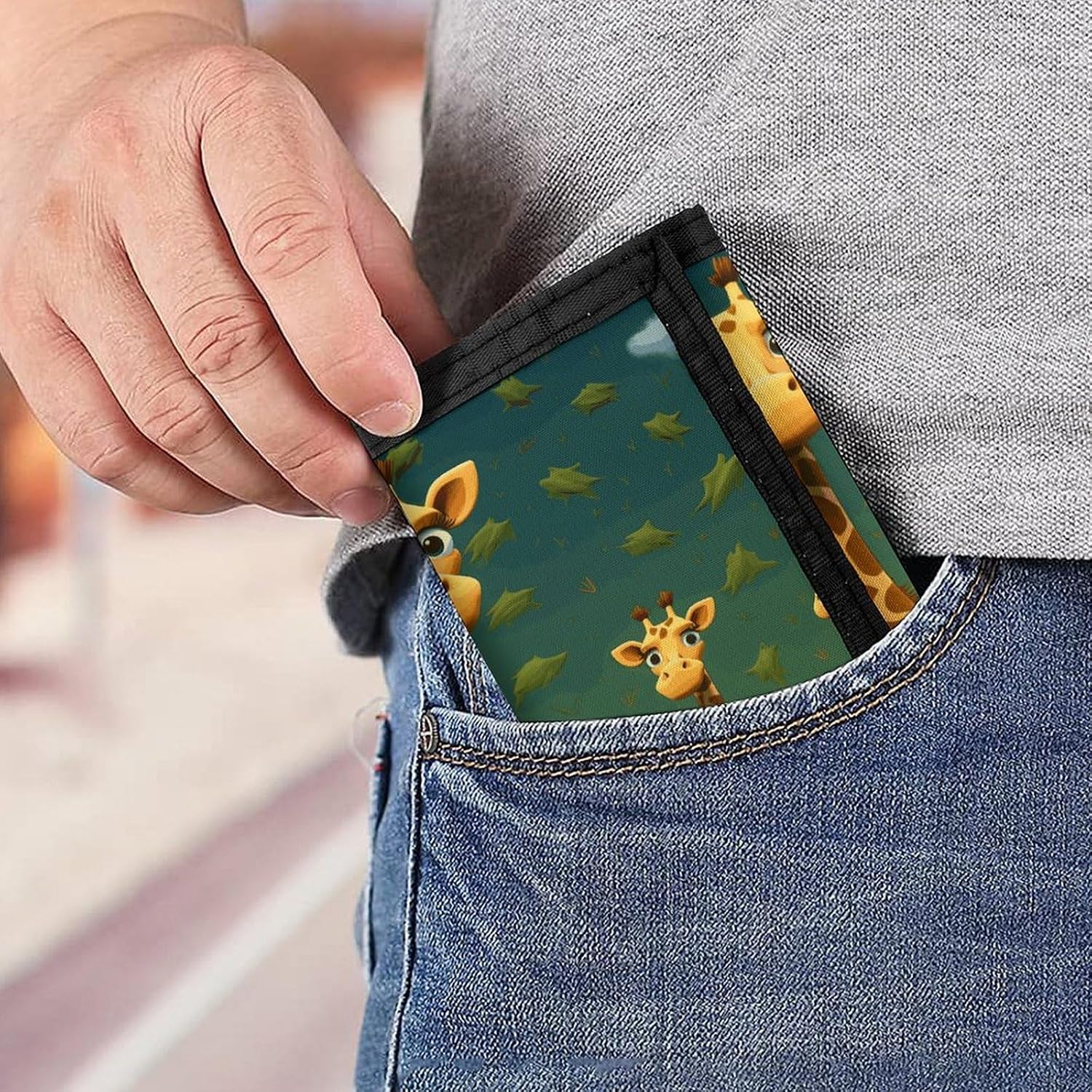 Cartoon Giraffe Trifold Wallet Coin Purse