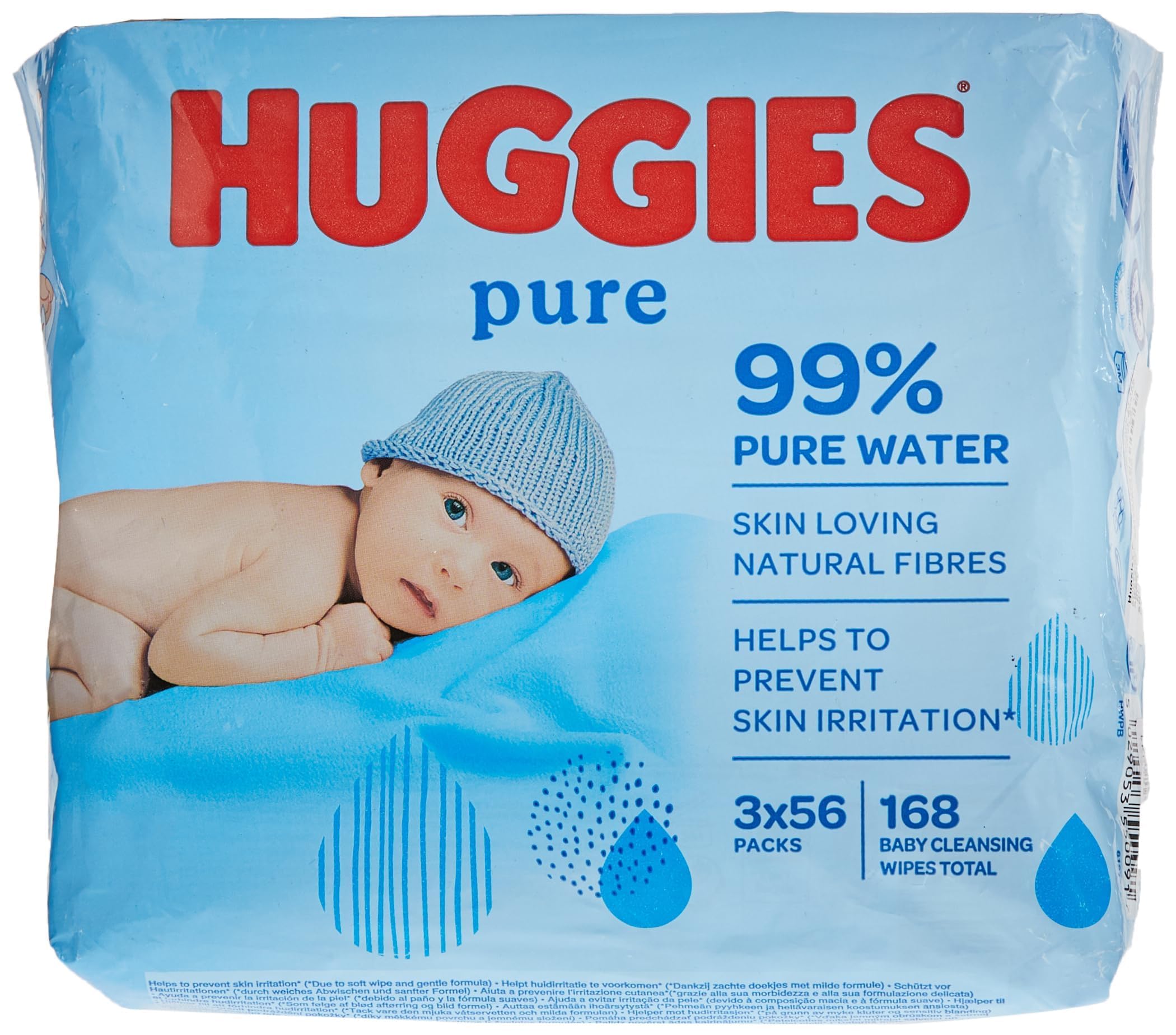 Huggies Baby Wipes, 99% Pure Water Wipes, 3 Pack x 56 Wipes (168 Wipes)