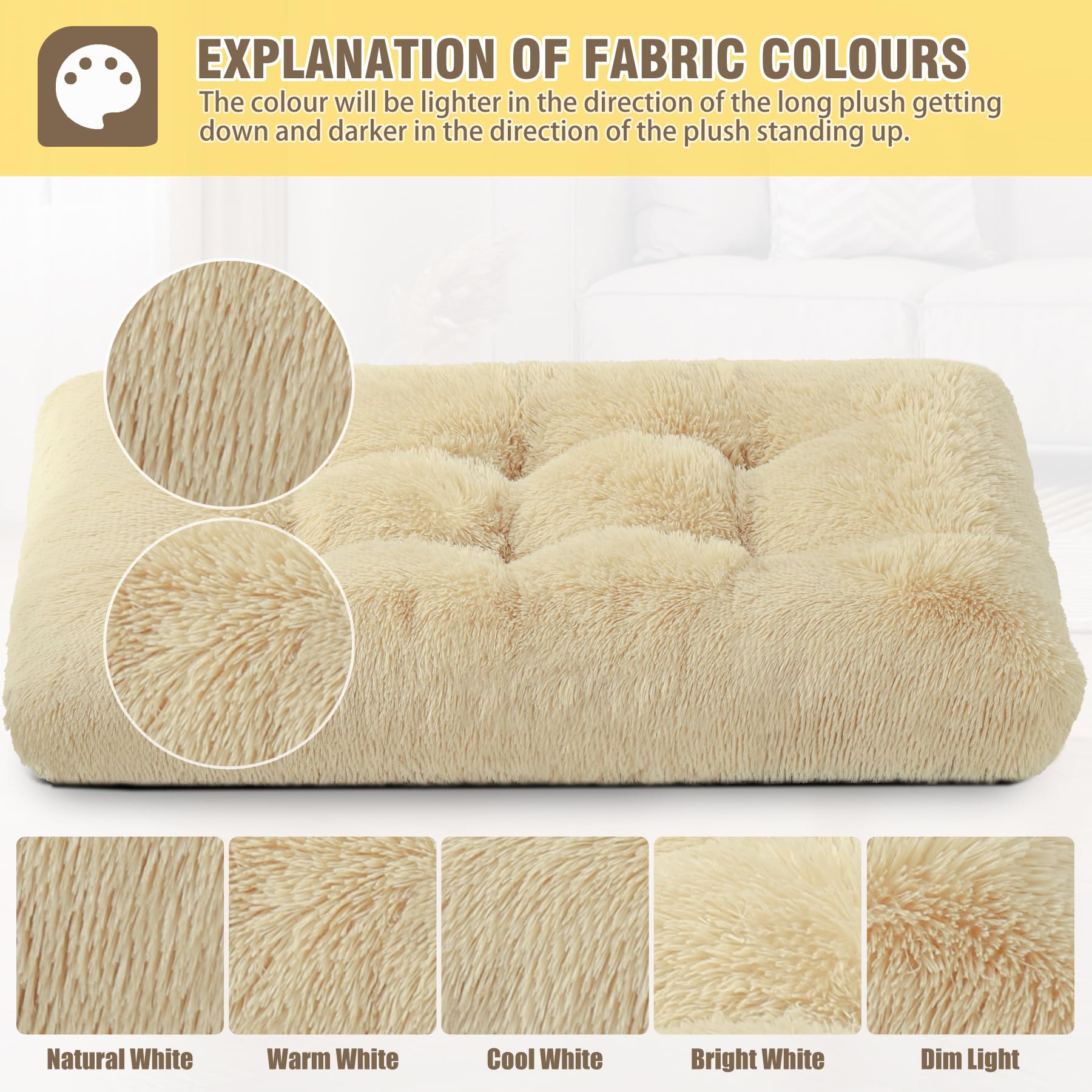 KSIIA Cuccia per cani di taglia grande, lavabile, in peluche, 90 x 60 cm, fondo antiscivolo, tappetino per cani di taglia grande, di medie dimensioni, per cani di taglia grande, cachi