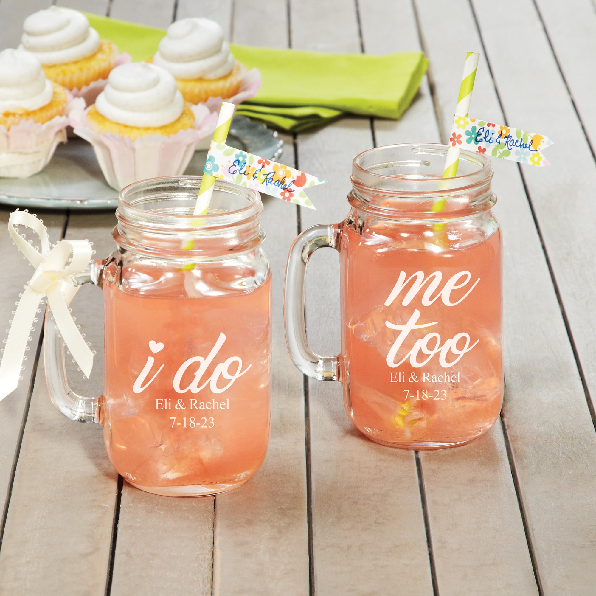 Let's Make Memories Personalized I Do, Me Too Glass Mason Jar Set-Rustic Wedding Gift-Bride & Groom