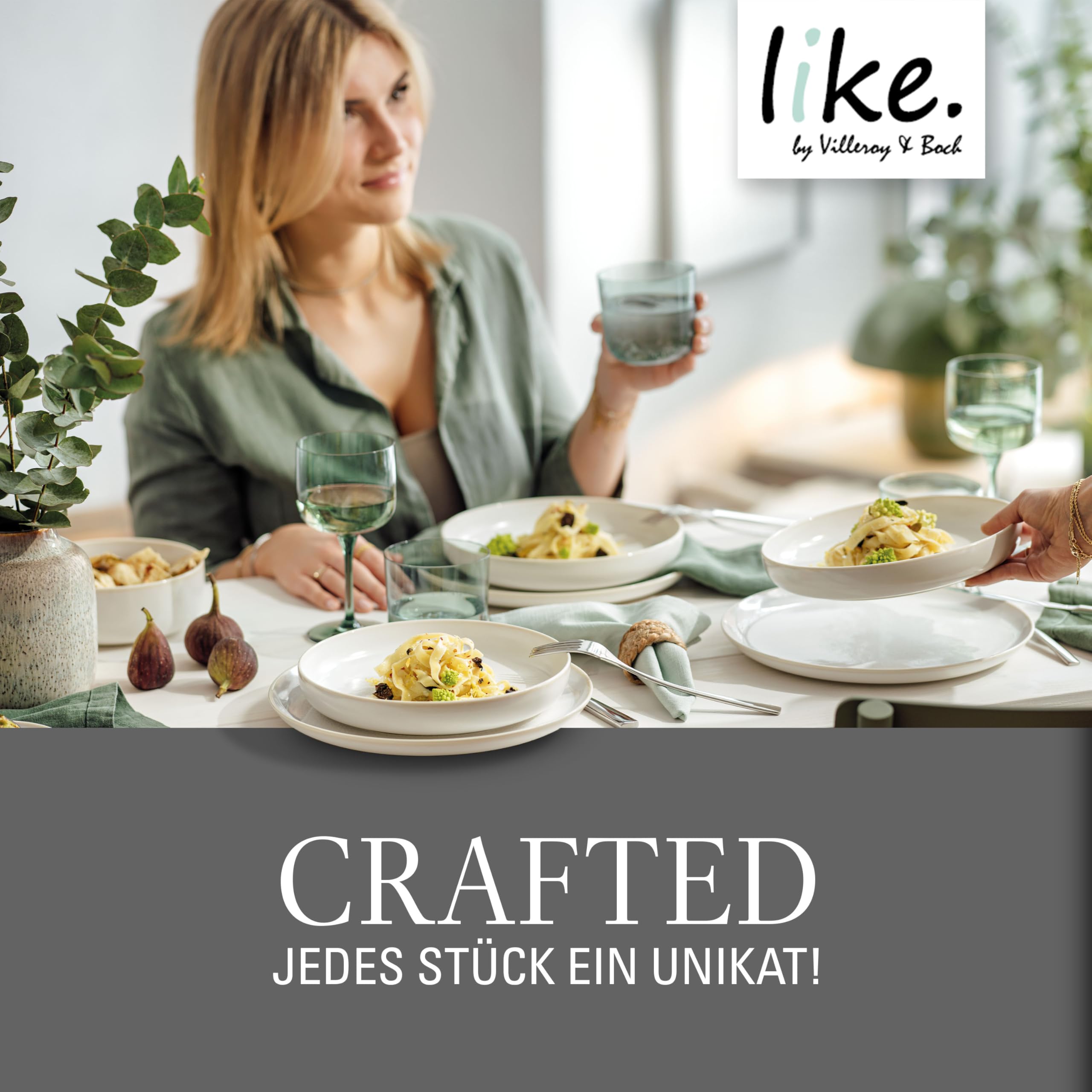 like. by Villeroy & Boch - Crafted Cotton, 6-częściowy zestaw śniadaniowy, można myć w zmywarce, można używać w kuchence mikrofalowej, talerz obiadowy, naczynia ceramiczne, zastawa stołowa