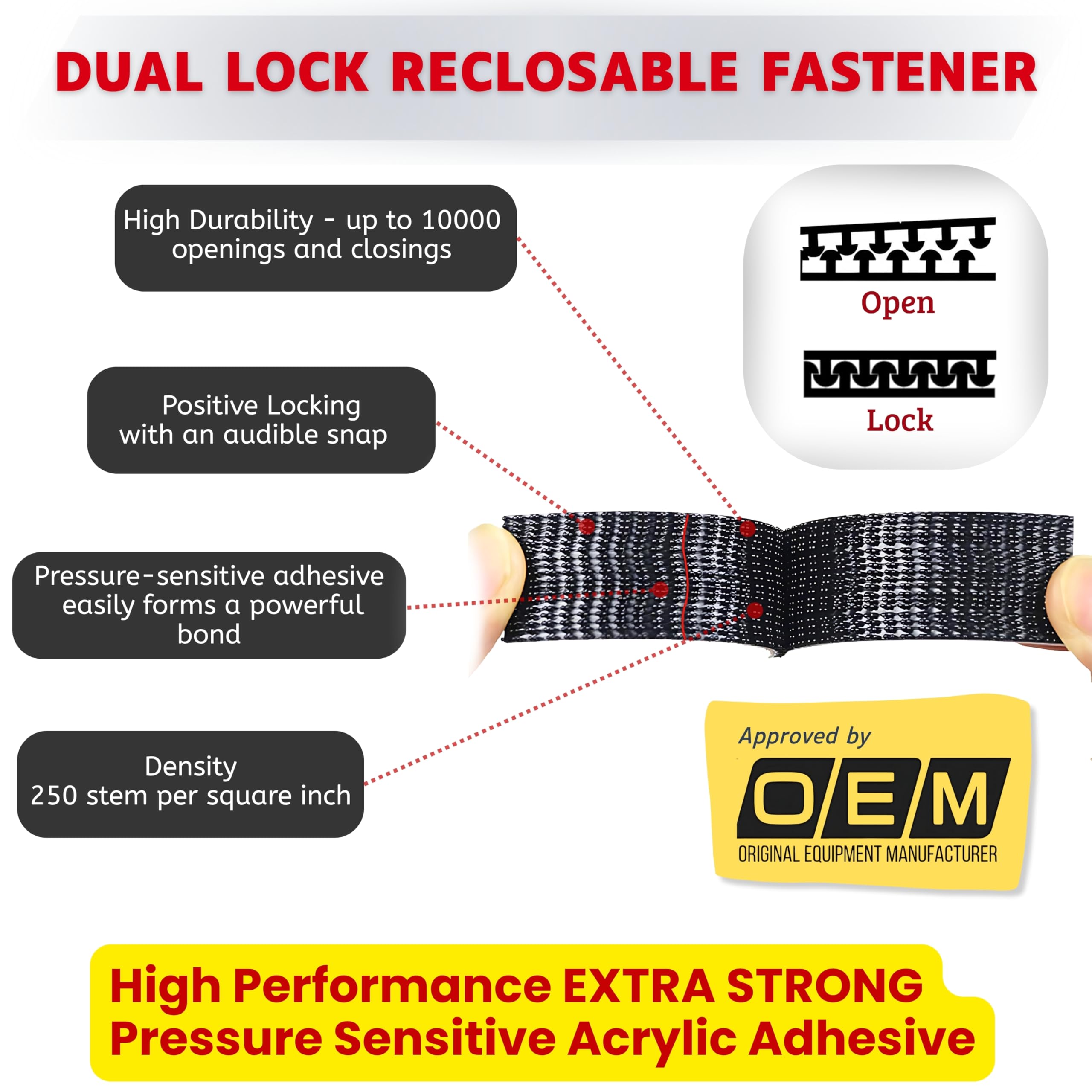 Ruban Adhésif Double Verrouillage De 2 Mètres, Fin, Extra