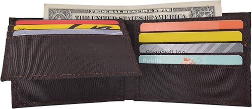 Miniatura 5 de Billetera plegable clásica de nailon para hombre en colores Billeteras delgadas para niños, Marrón