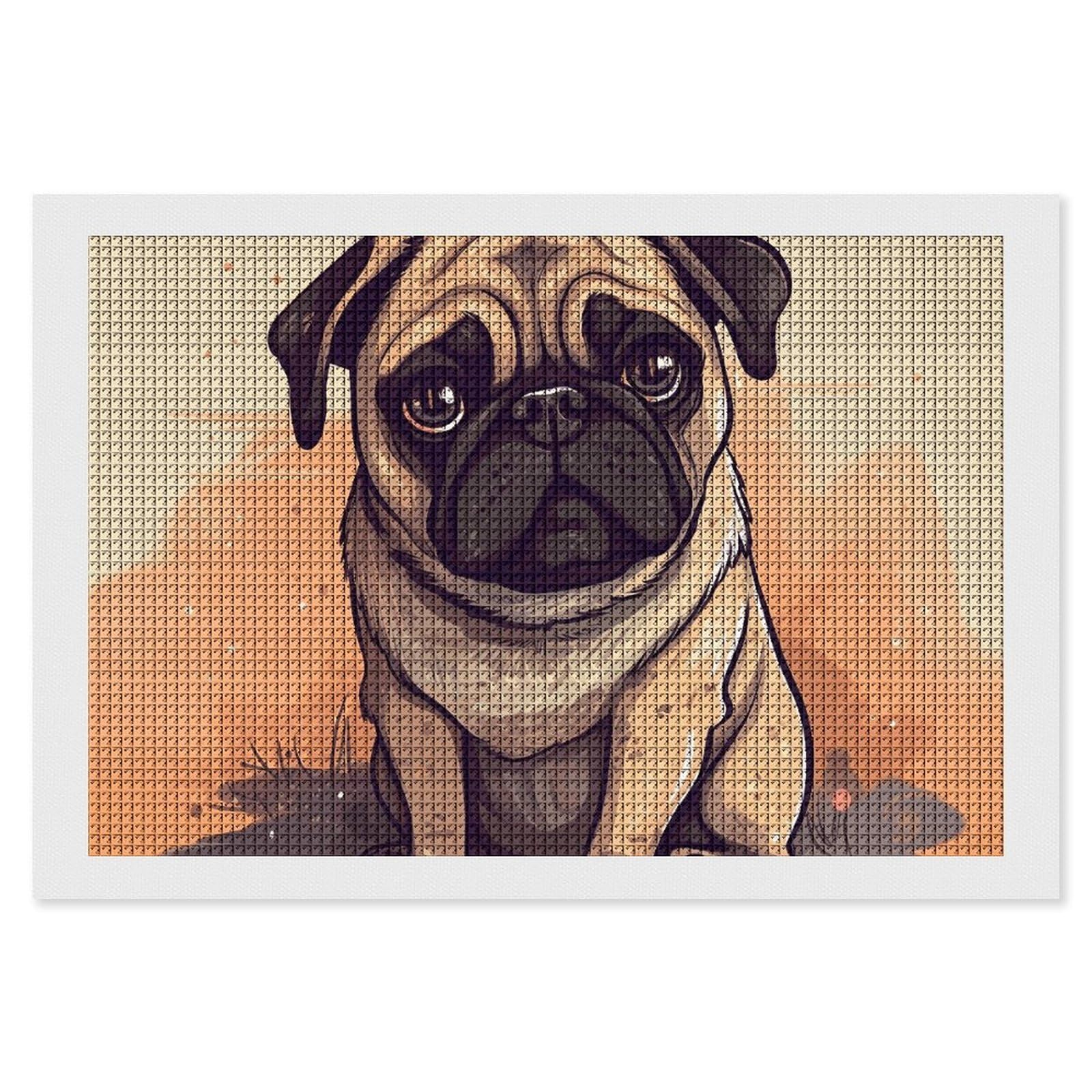 NONHAI Diamond Painting Kits for Adults - DIY Diamond Art Kits for Beginners - Full 5D Paint Drill Diamond Dots Paintings- Pug Cartoon Diamonds Pictures Gem Art and Craft Wall Decor 8"x12"