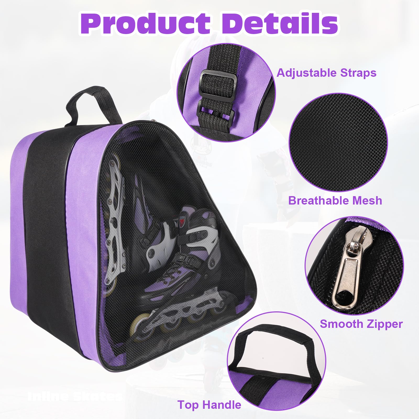 QKURT Bolsa de Patinaje para Niños con Correa Ajustable, Mochila para Patines de Hielo