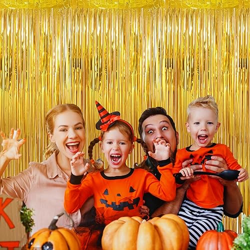 Miniatura 5 de Paquete de 2 cortinas de oropel verde de 3.2 x 9.8 pies para fiesta, telón de fondo metálico de oropel con flecos, flecos de puerta para cumpleaños,