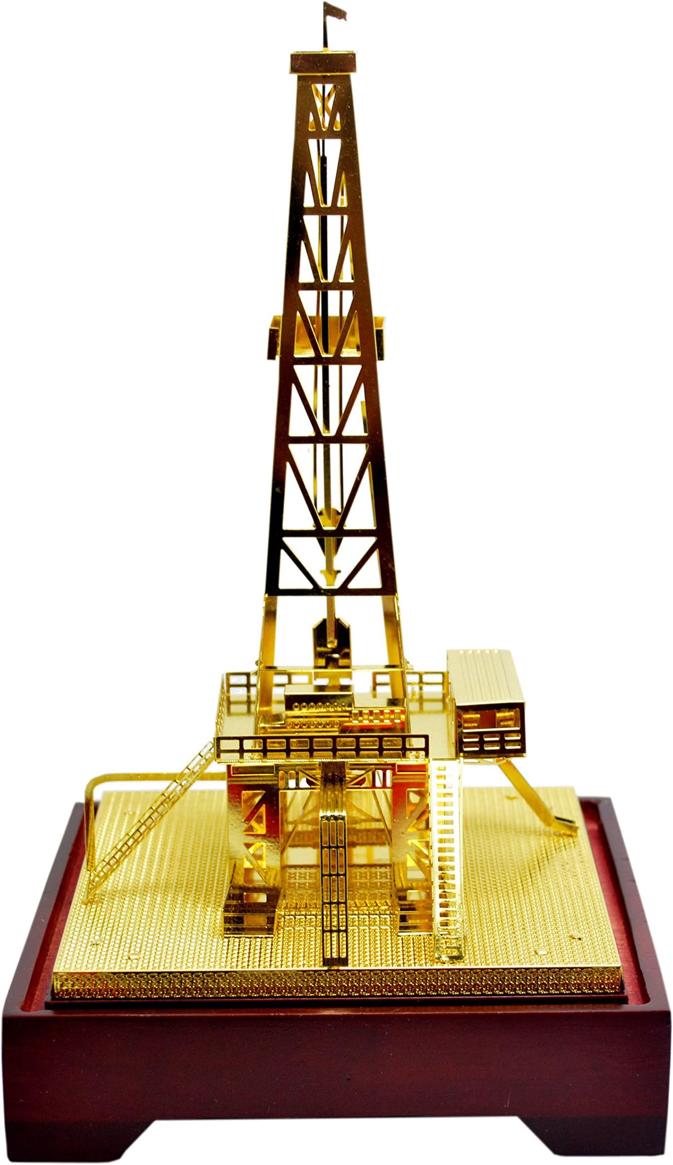 Tang Dynasty Copper Oilfield Oil Well Derrick Drill Rig Gold Color Model Commemorative Edition