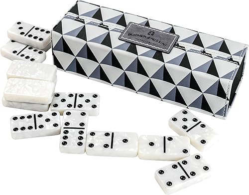 Miniatura 9 de Vovotuzzi Juego de 28 fichas de dominó para adultos y niños de 8 años en adelante para la noche de juegos de familia (blanco