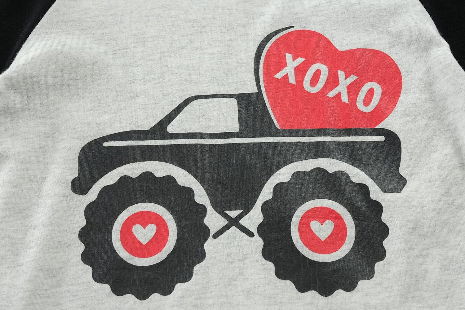 Valentine's Shirt for Boys Girls Monster Truck Heart Tops V-Day Toddler Kids Long Sleeve Raglan Tees - Image 5
