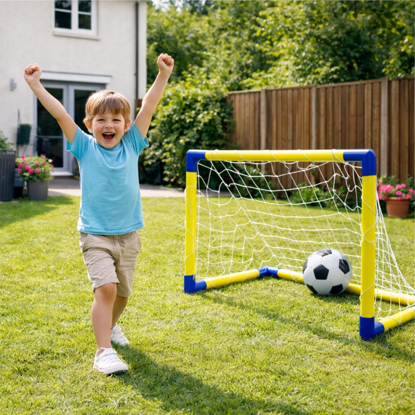 Porta da calcio da giardino 120x80 cm con rete portatile per bambini e adulti