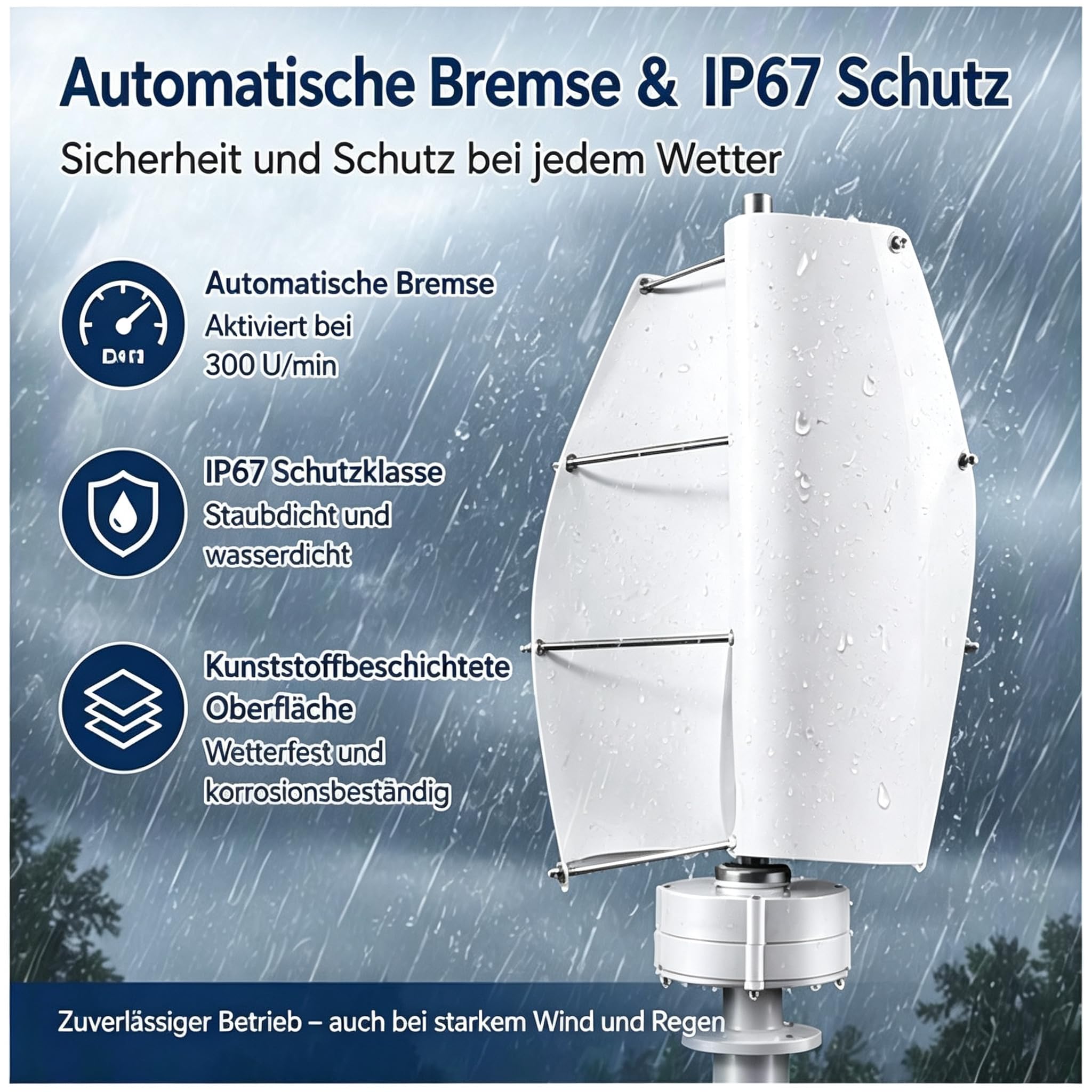 OUKANING Windrad Turbine 100W mit Permanentmagnet(Weiß 12V)