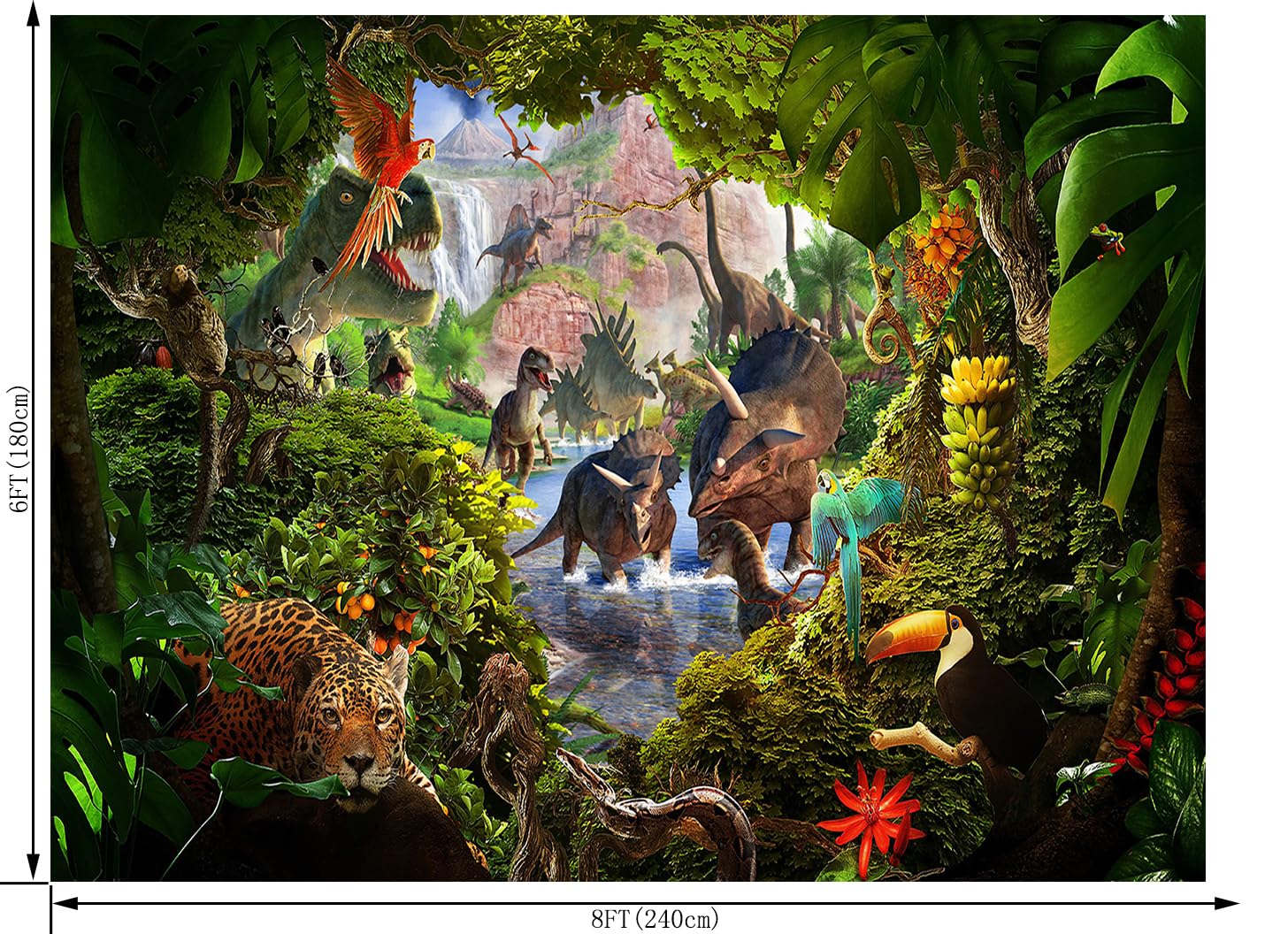 Amazon.com: Jungle Safari 背景恐龍世界森林兒童綠色攝影背景雨林動物裝飾慶典生日派對照片拍攝嬰兒淋浴間工作室道具8 x 6  英尺: 電子