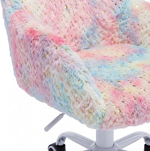 Miniatura 5 de DUOMAY Silla de escritorio para niños, silla de computadora tapizada colorida de piel sintética para niños y niñas, bonita silla giratoria de