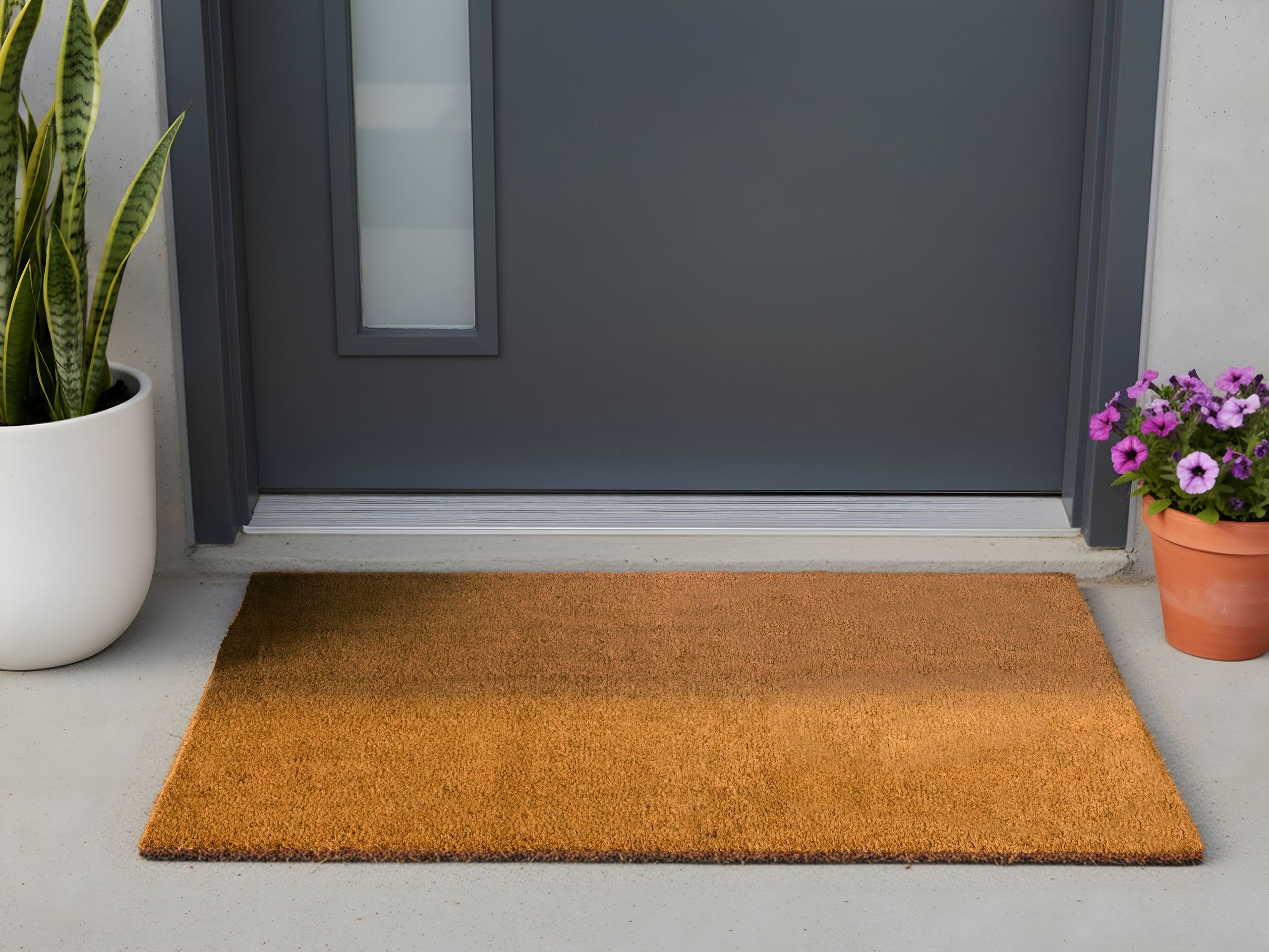 Beliani Paillasson de Bienvenue en Fibre de Coco 55 x 120 cm Dessous en PVC Antidérapant Naturel Lanao