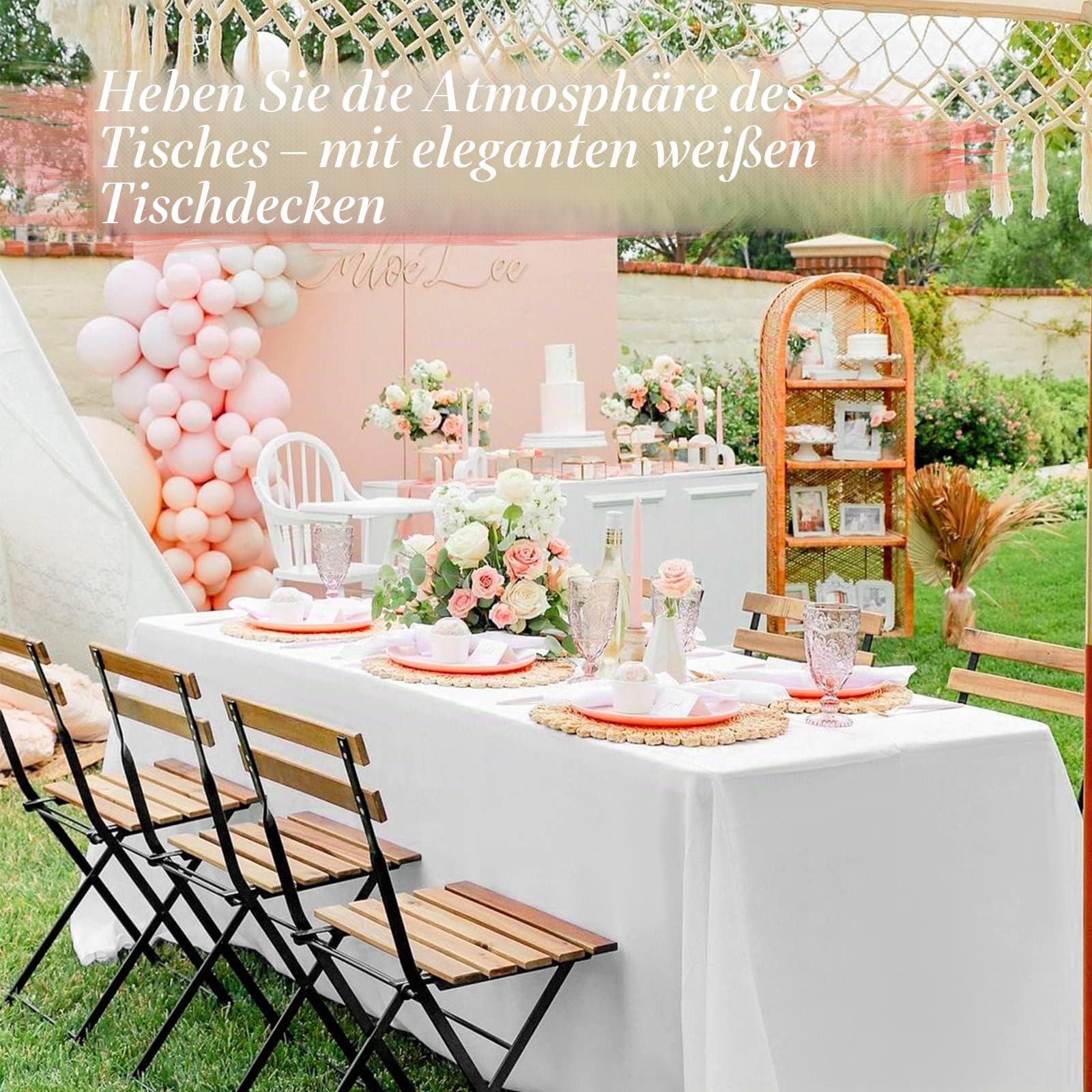 6 Stück weiße Tischdecken für 2,4 m große rechteckige Tische, 153×320cm rechteckige Tischdecke, knitterfreie, waschbare Polyester-Tischdecken für Hochzeitsempfang, Bankettparty