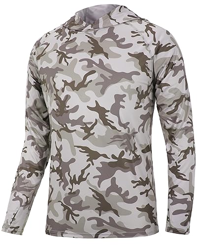 FISHEAL UPF 50+ Mens Fishing Shirts with Hood, Long Sleeve