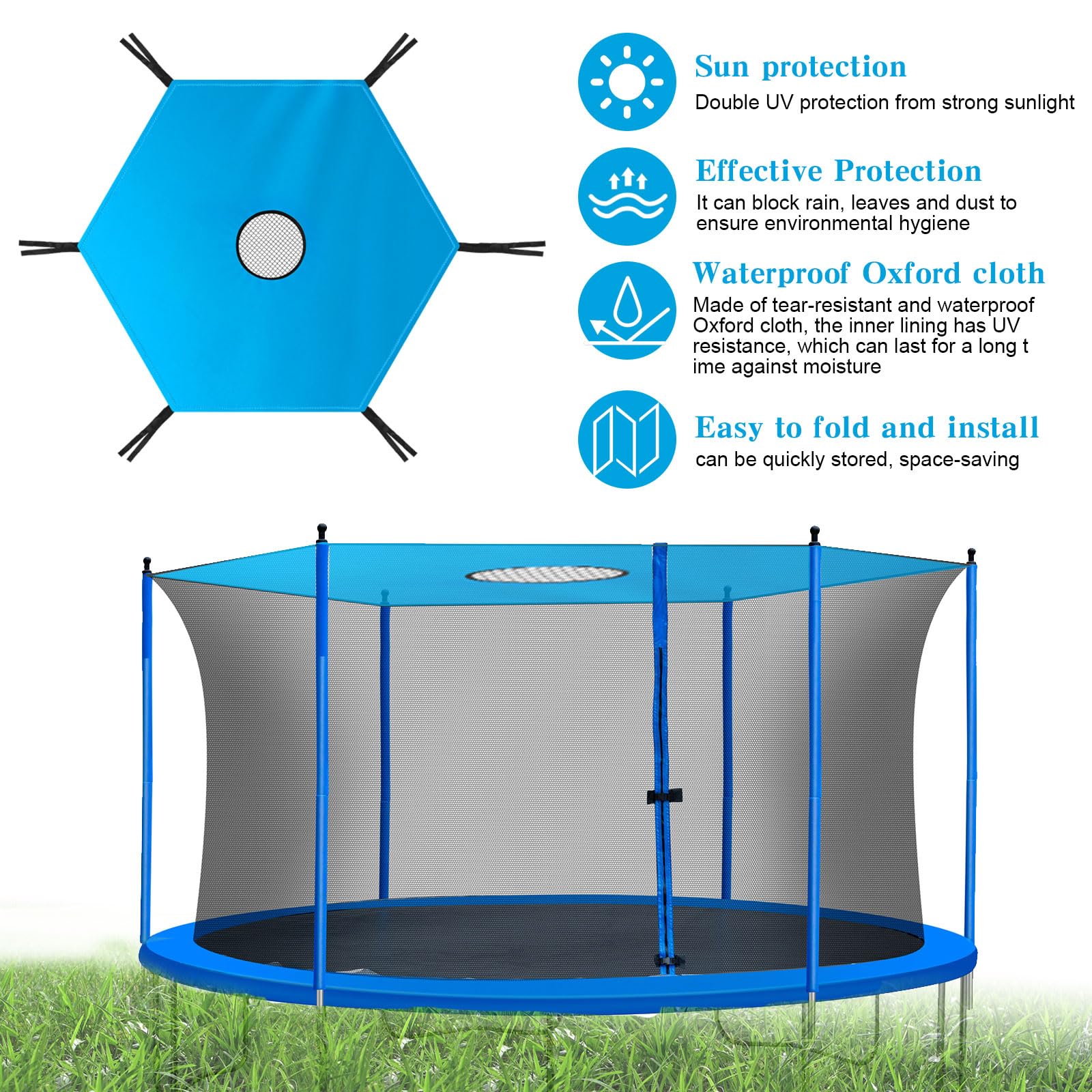 Trampolin Zelt Abdeckung,Trampolin Sonnenschutz,Sonnenschutz Abdeckung Ø 305cm,Wasserdicht Oxford Überdachung,Anti-UV für Spielplätze