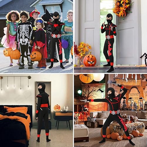 Miniatura 7 de FunsLane Disfraz de ninja para niños, fiesta de disfraces de Halloween, disfraz de ninja con accesorios de espuma ninja, juguetes