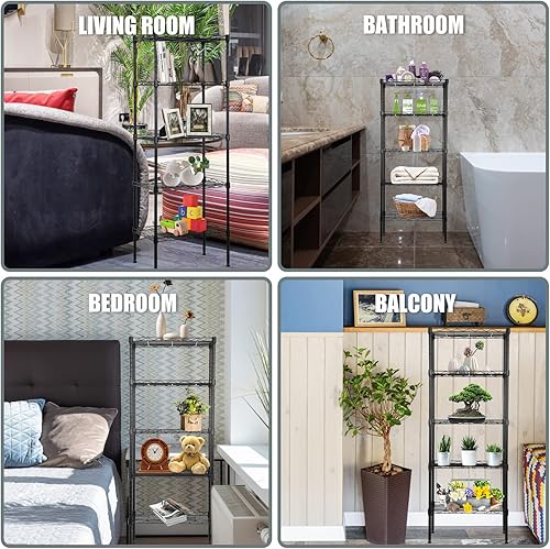 Miniatura 14 de Estantería de alambre de 6 niveles, estantes de metal de 60 x 23 x 13 pulgadas, estante de almacenamiento de metal resistente, estante de alambre