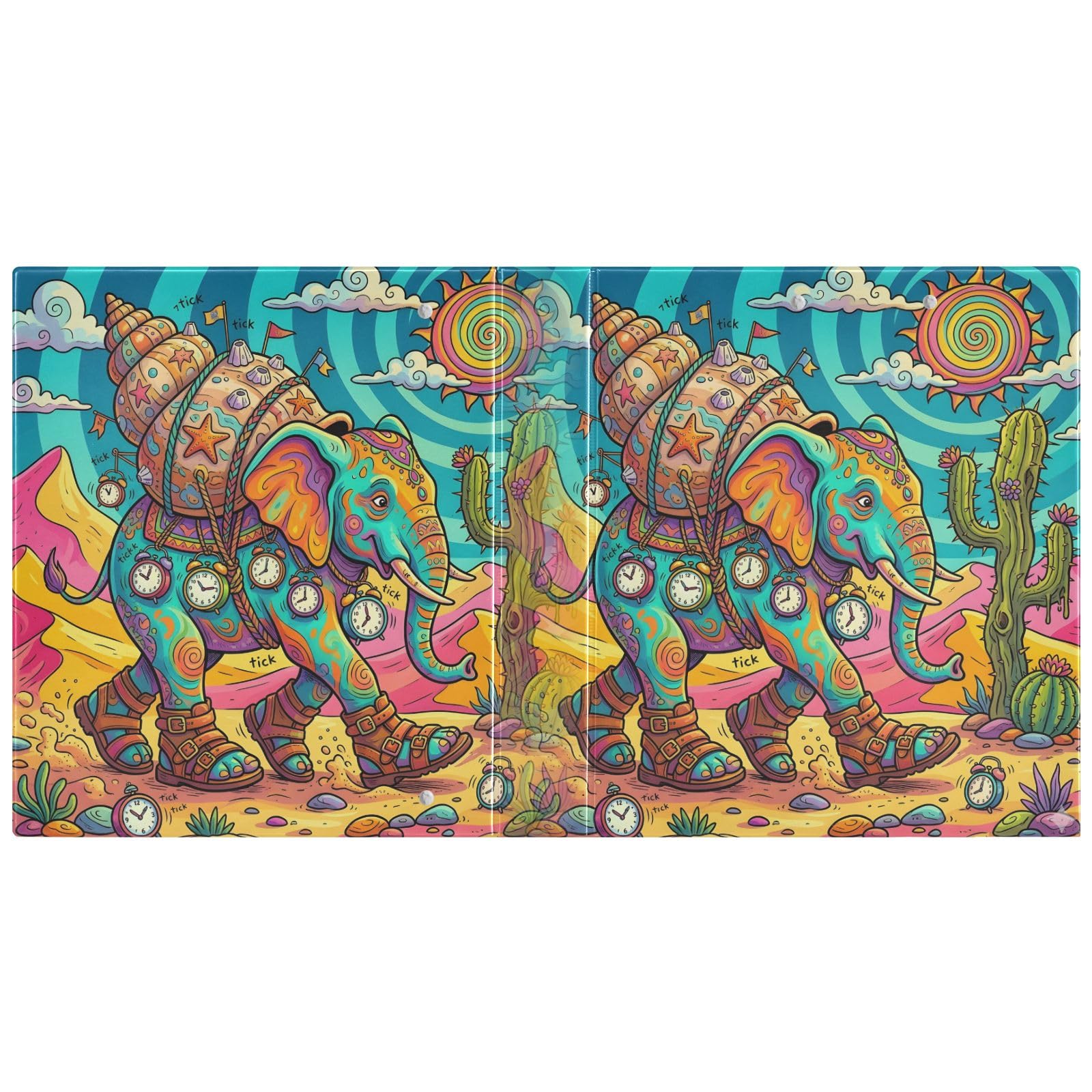 Raccoglitore a 3 anelli alla moda a forma di elefante, 3,8 cm, contiene 200 fogli, 3 raccoglitori ad anelli con clip in metallo antiscivolo